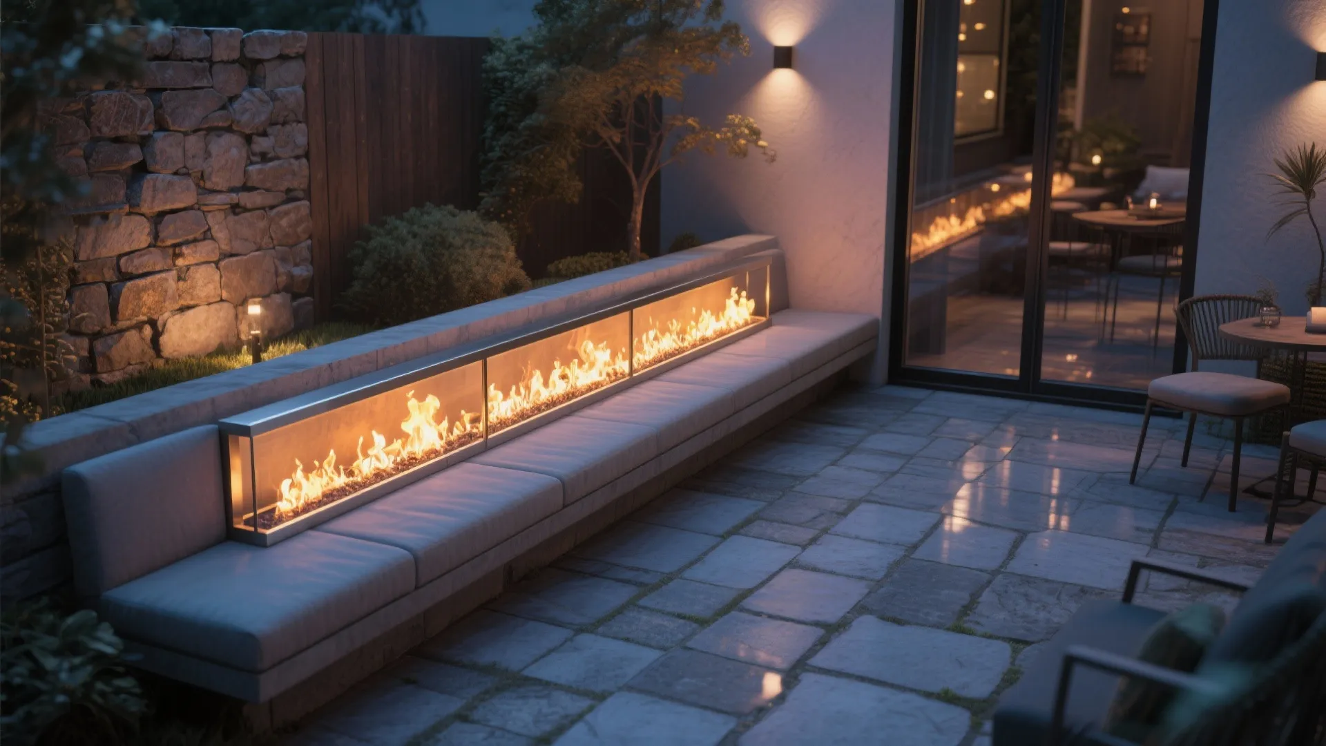 4. Built-in bench table that doubles as seating