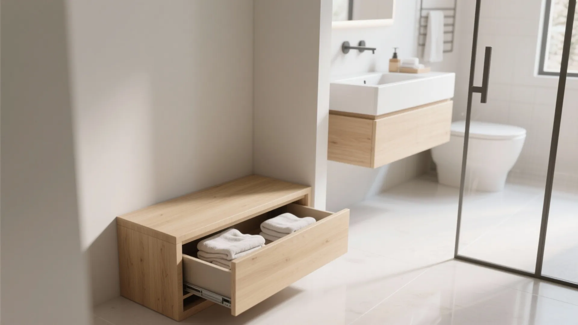 2. Built-in bench with storage