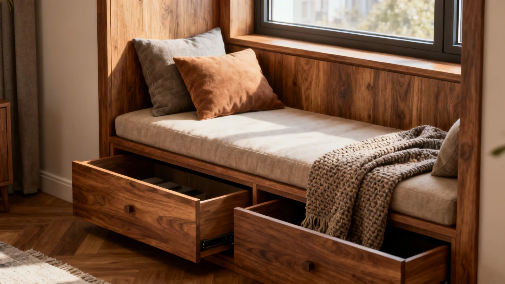 1. Built-in seating with hidden storage