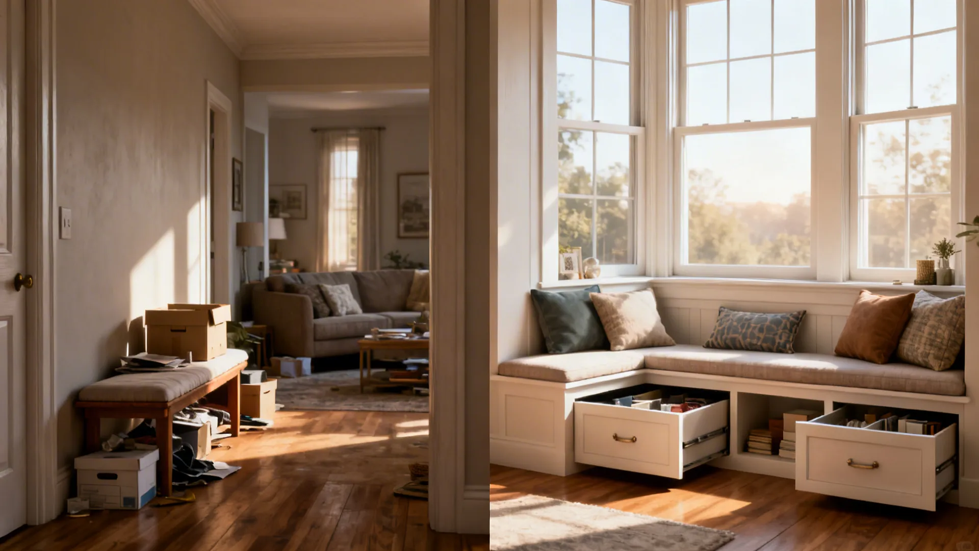 5. Built-in benches with under-seat storage