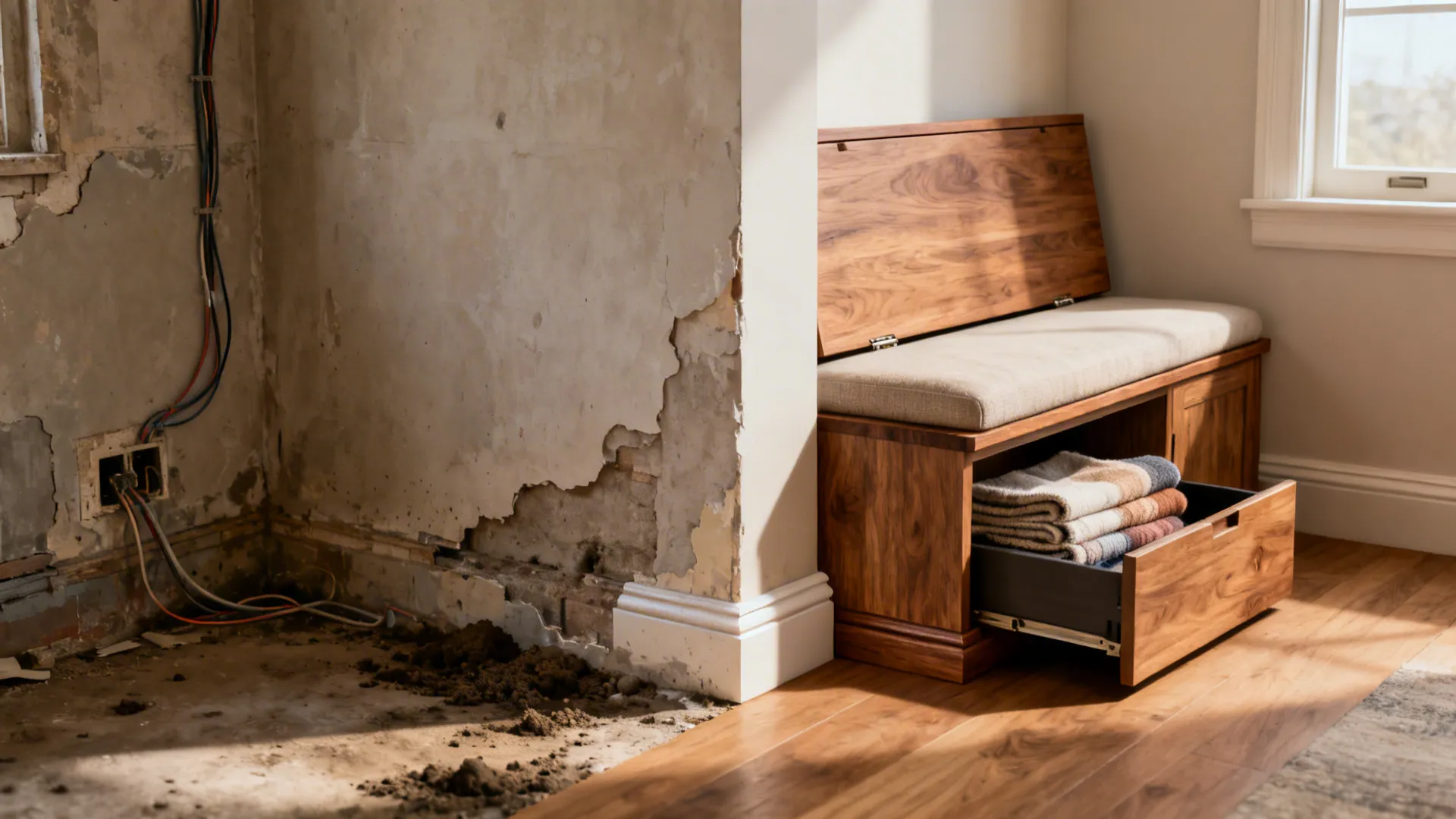 5. Built-in bench with storage