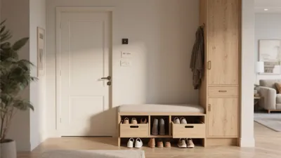 Scandinavian Entryway with Built-In Storage