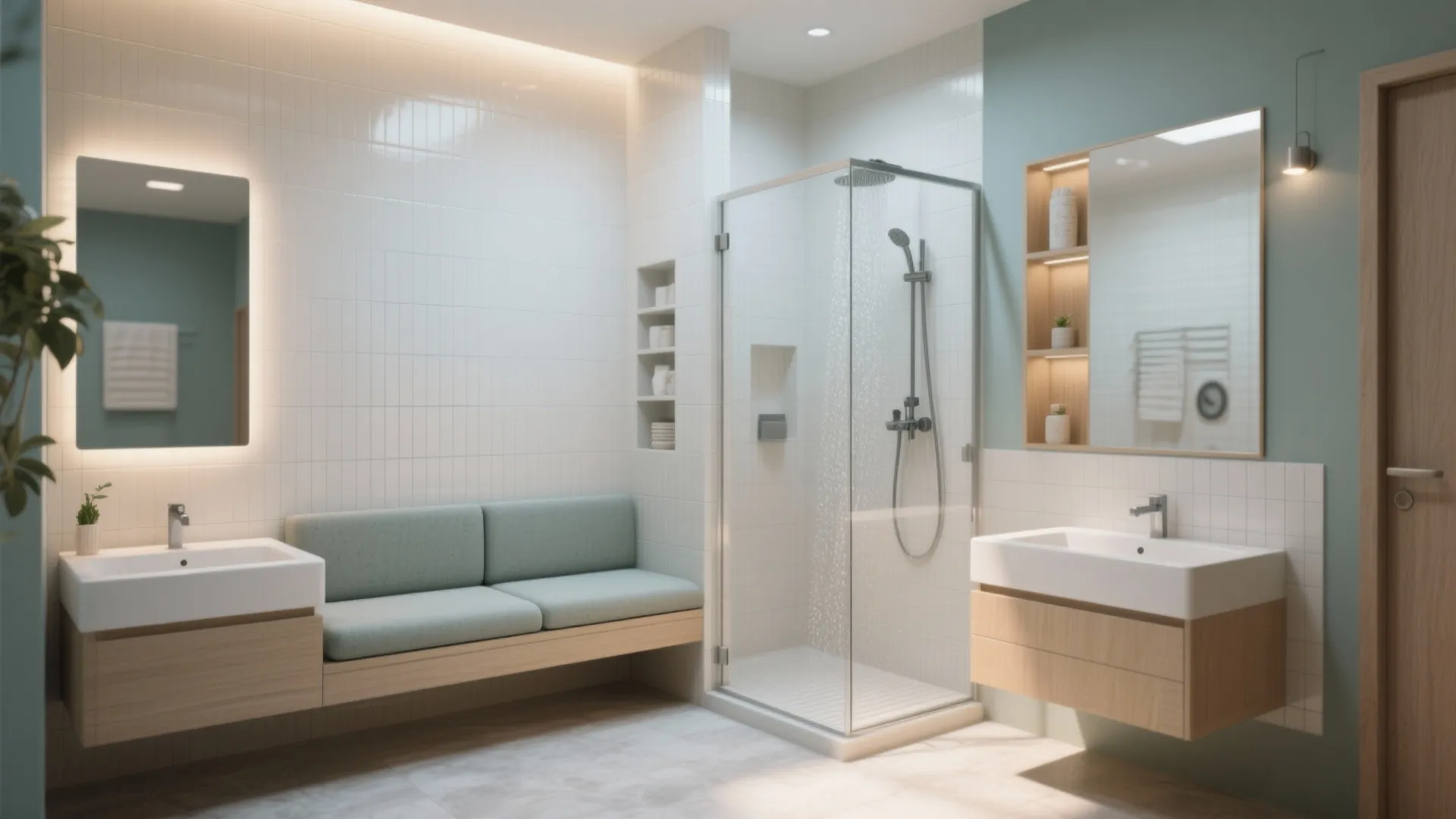 4. Built-in Bench Shower