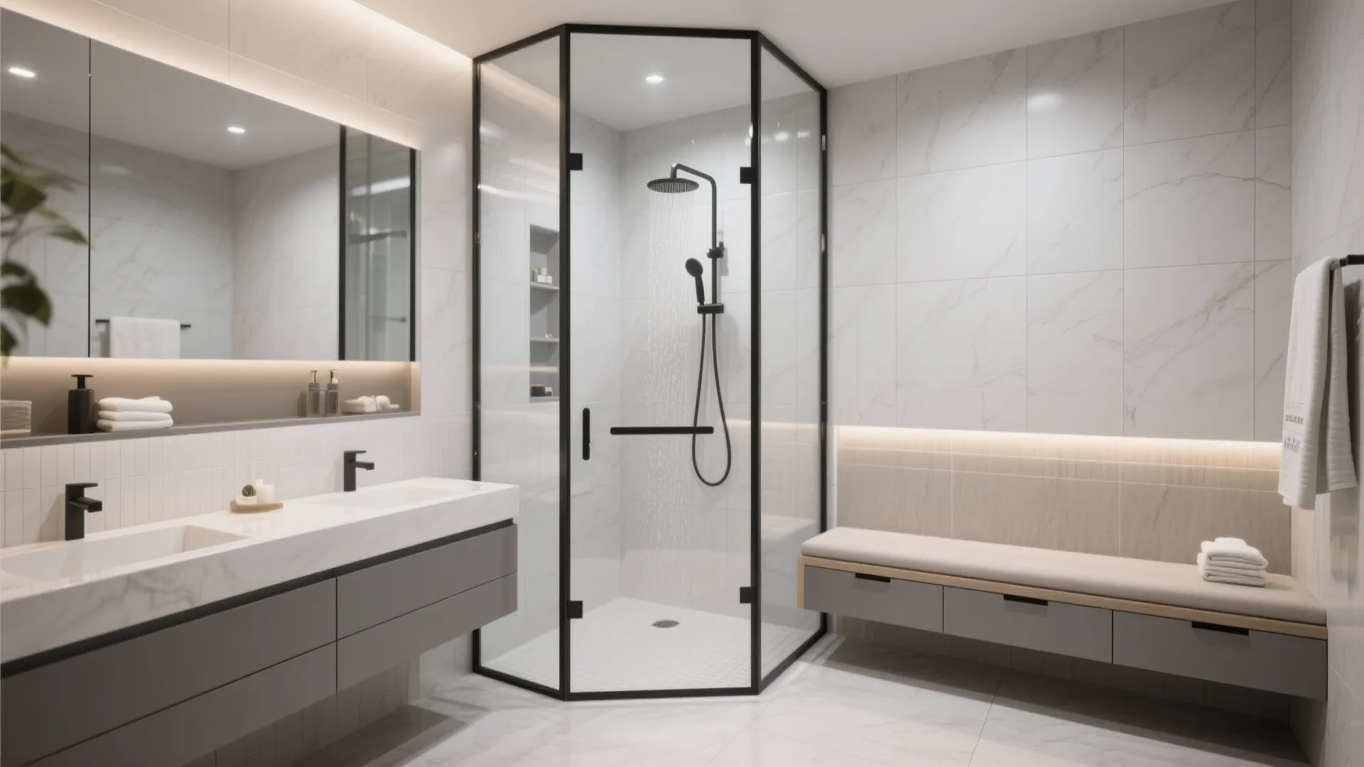 7. Built-In Shower Bench