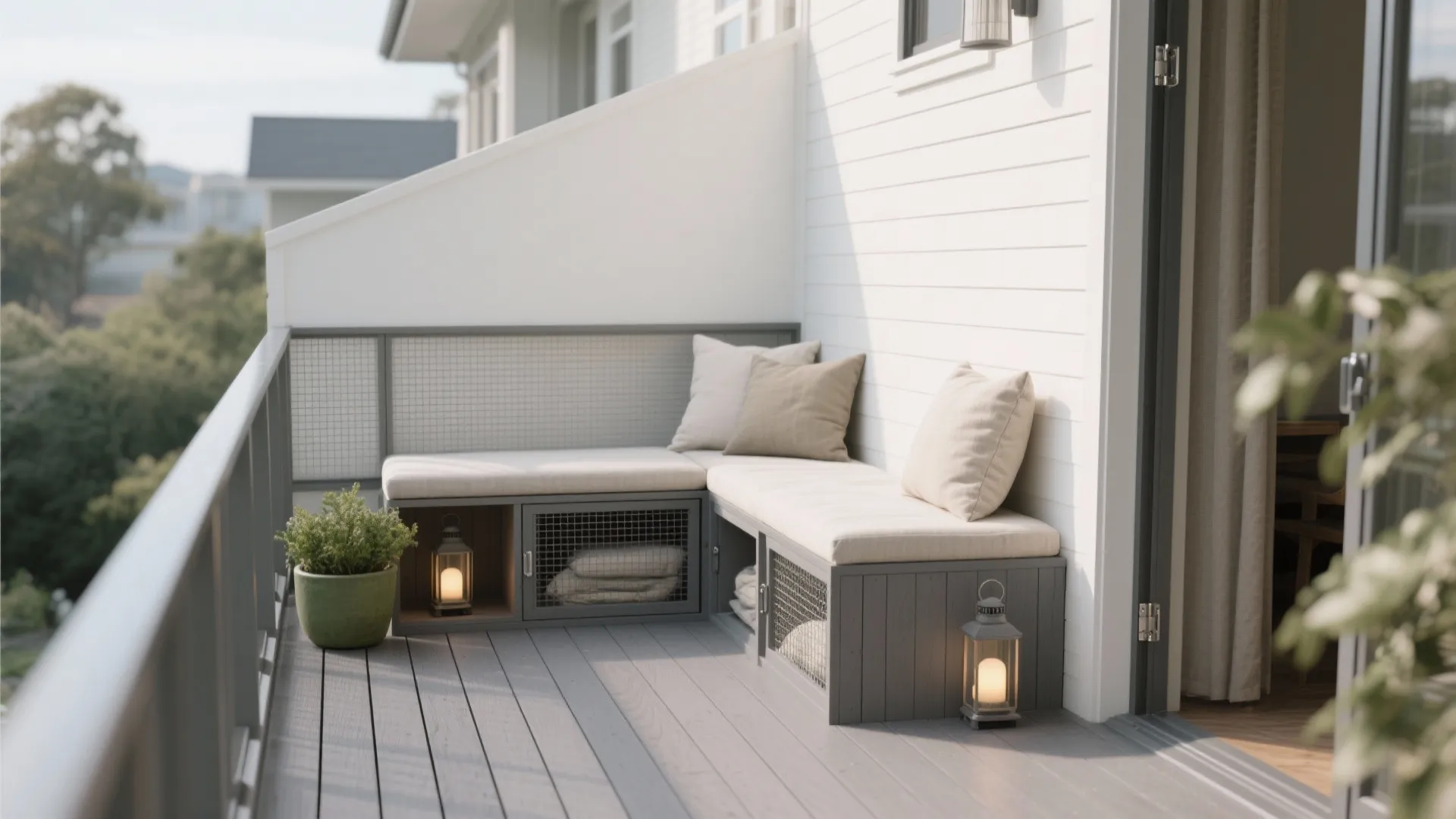 Compact Lounge: Built-in Bench with Hidden Storage