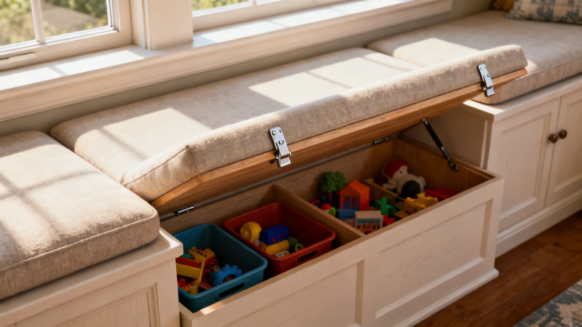 1. Built-in bench with toy lift