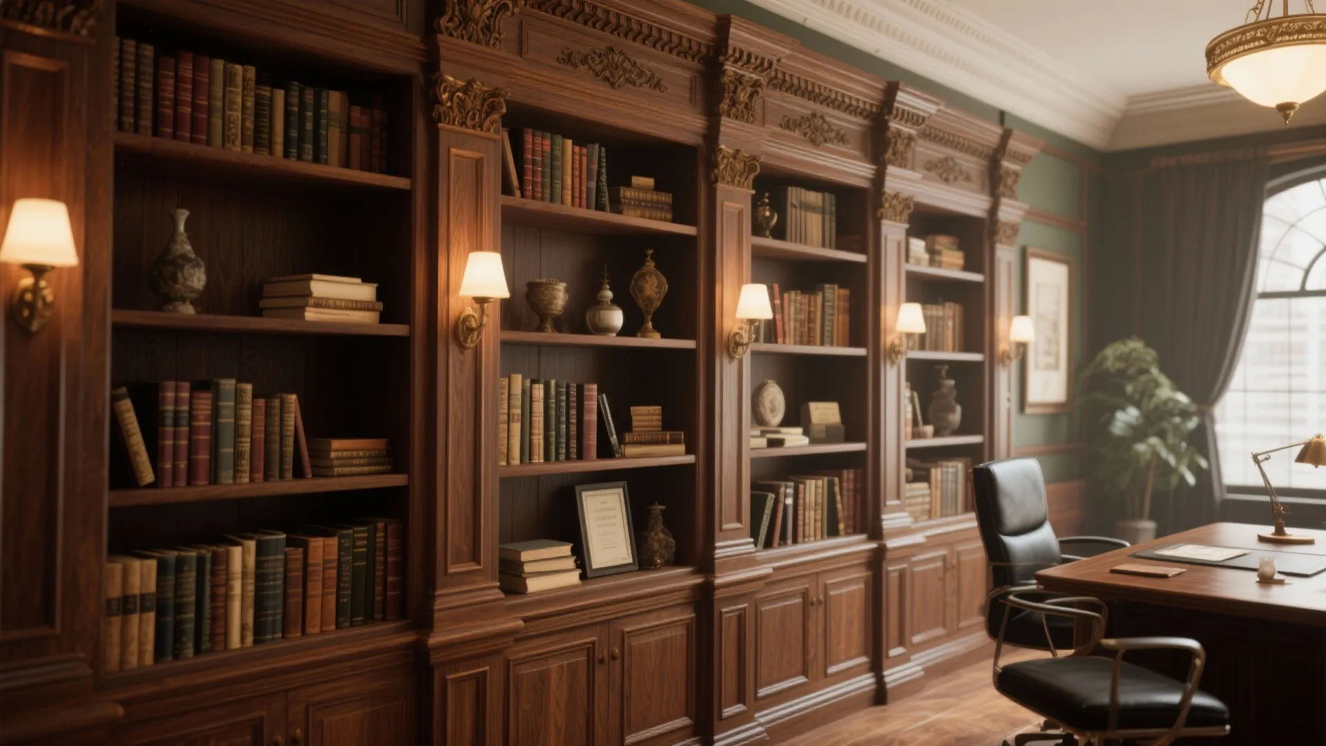 5. Built-in Shelves with Crown Molding