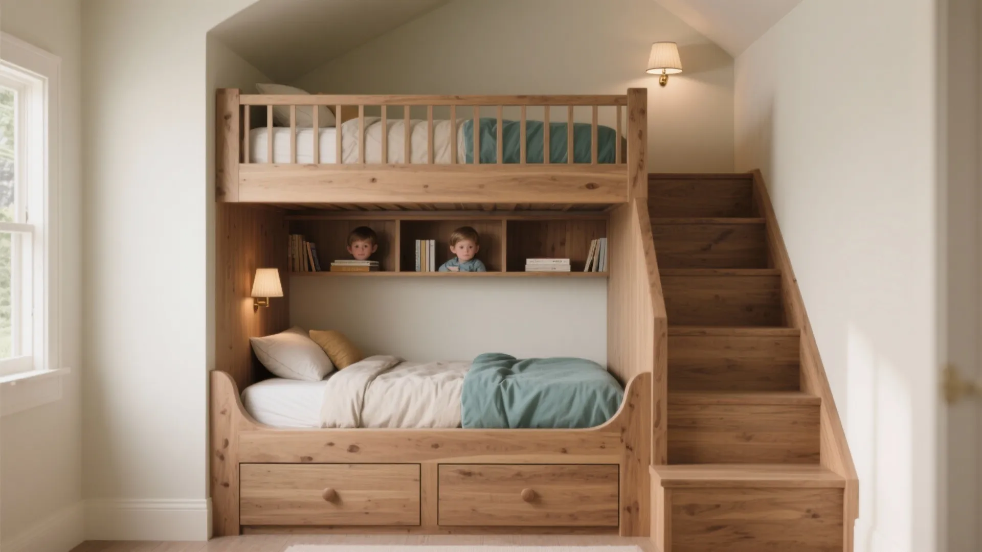 Built-in Bunk with Stairs and Storage