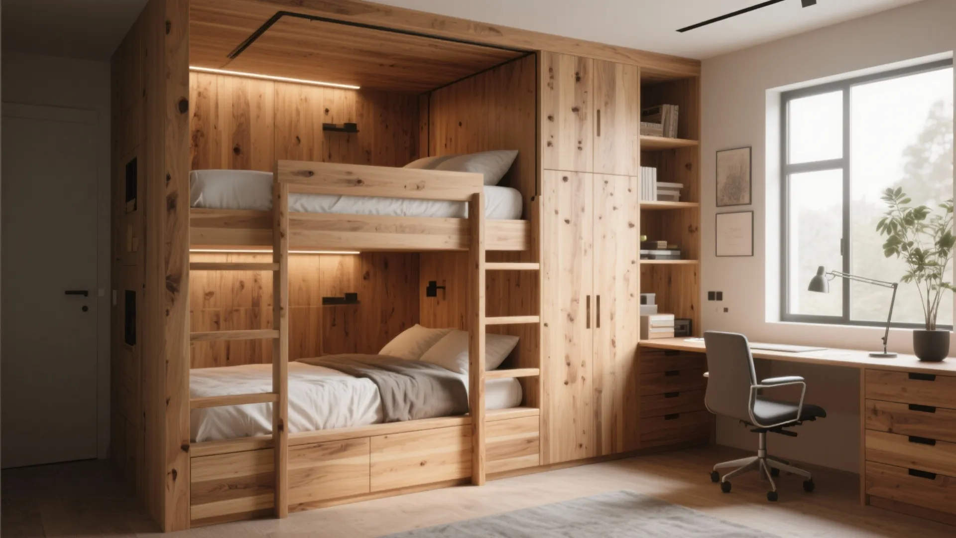 5. Flexible Bedroom with Built-in Bunks