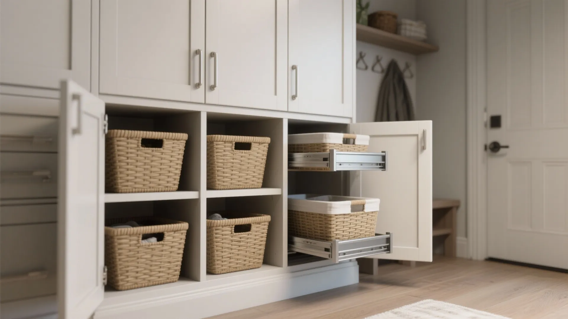 4. Built-In Cabinet with Pull-Out Hampers