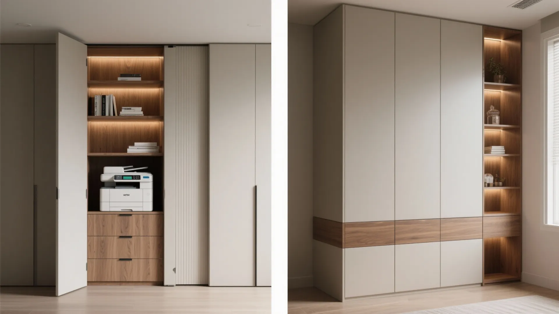5. Built-in cabinetry with sliding panels