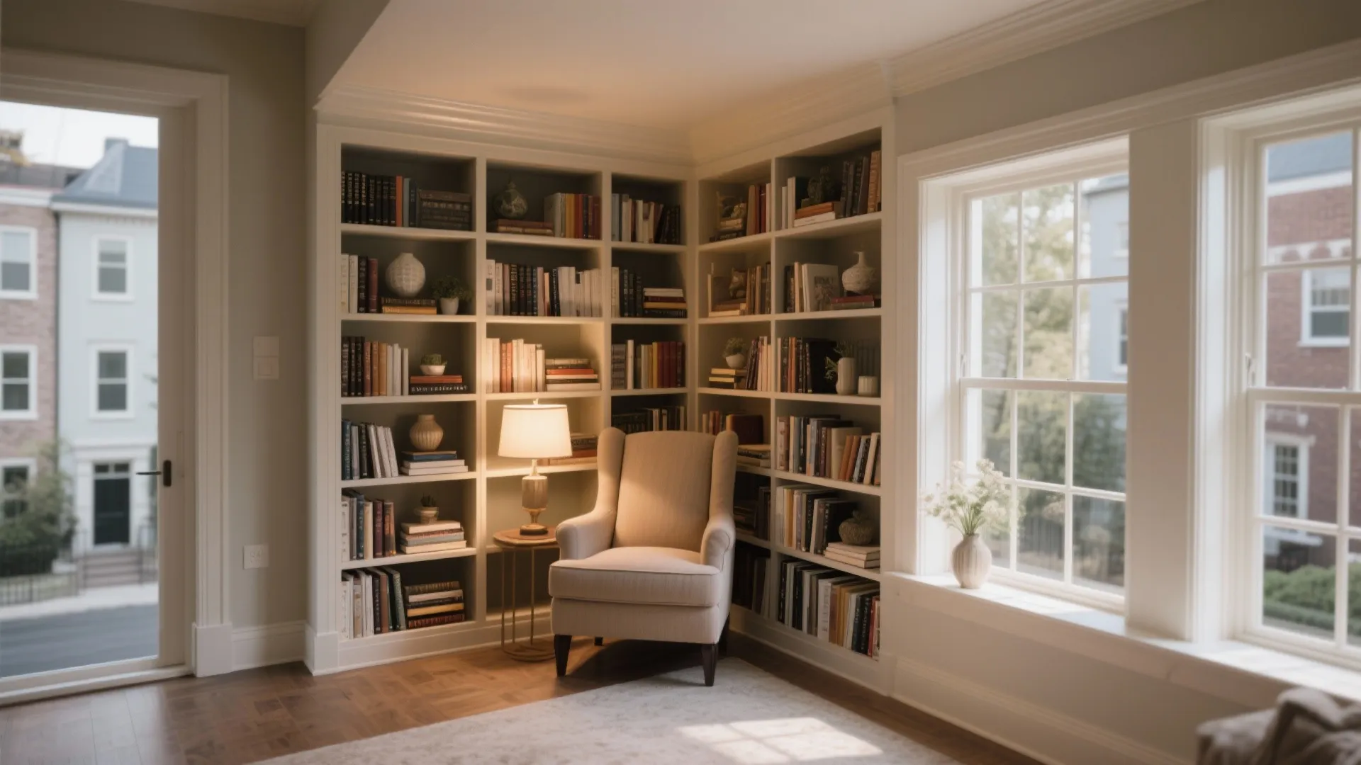 Built-in Corner Bookshelves