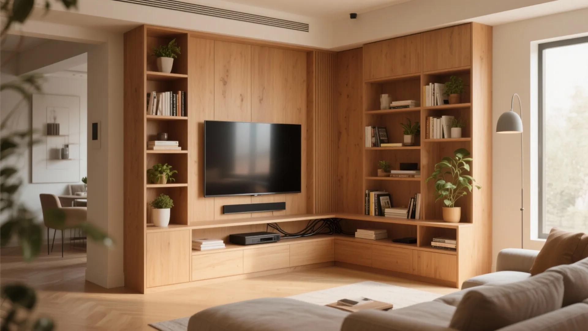 2. Built-in Corner Media Cabinet