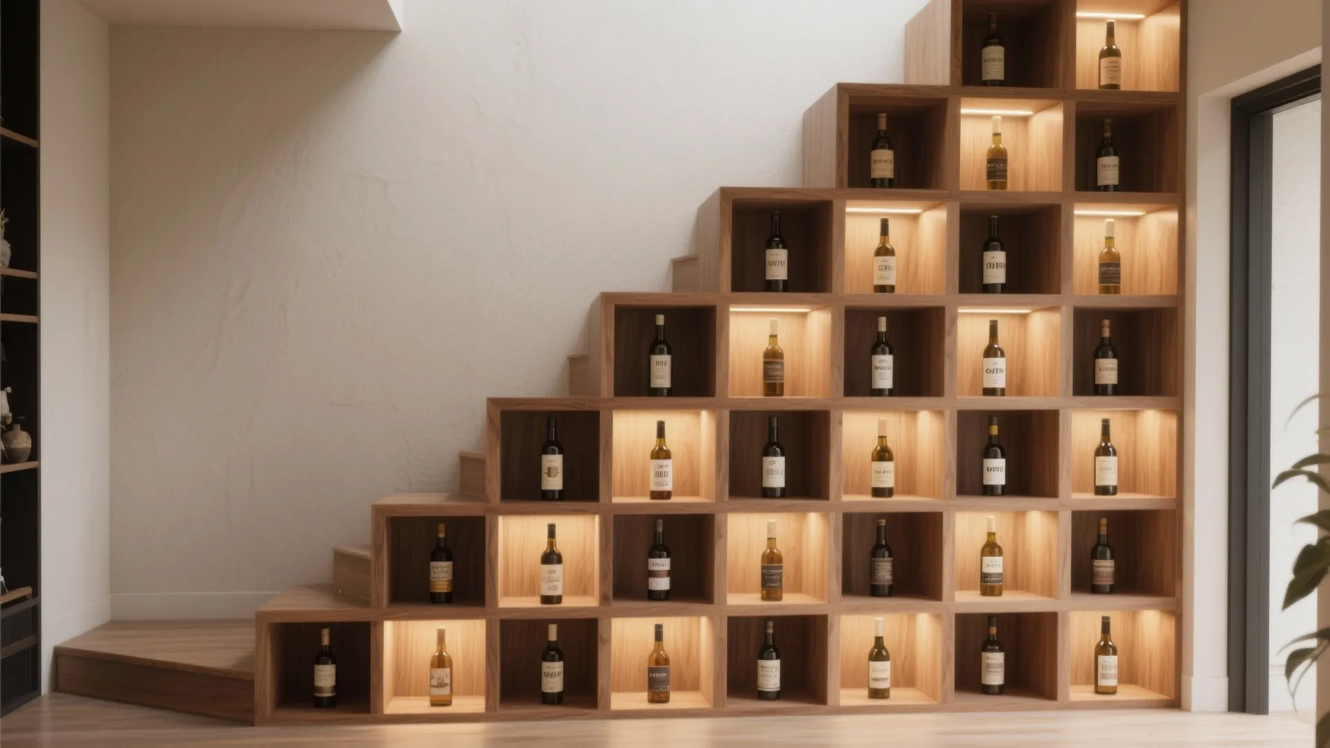 Built-in cubbies and display slots