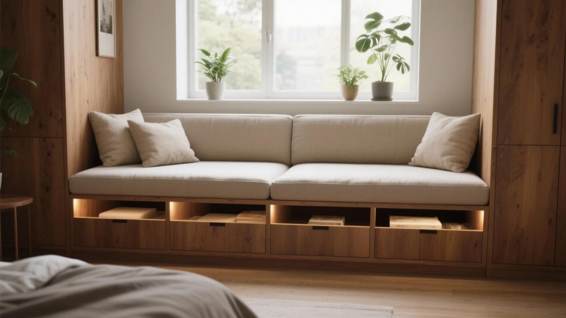 5. Built-in daybed benches that double as a sofa