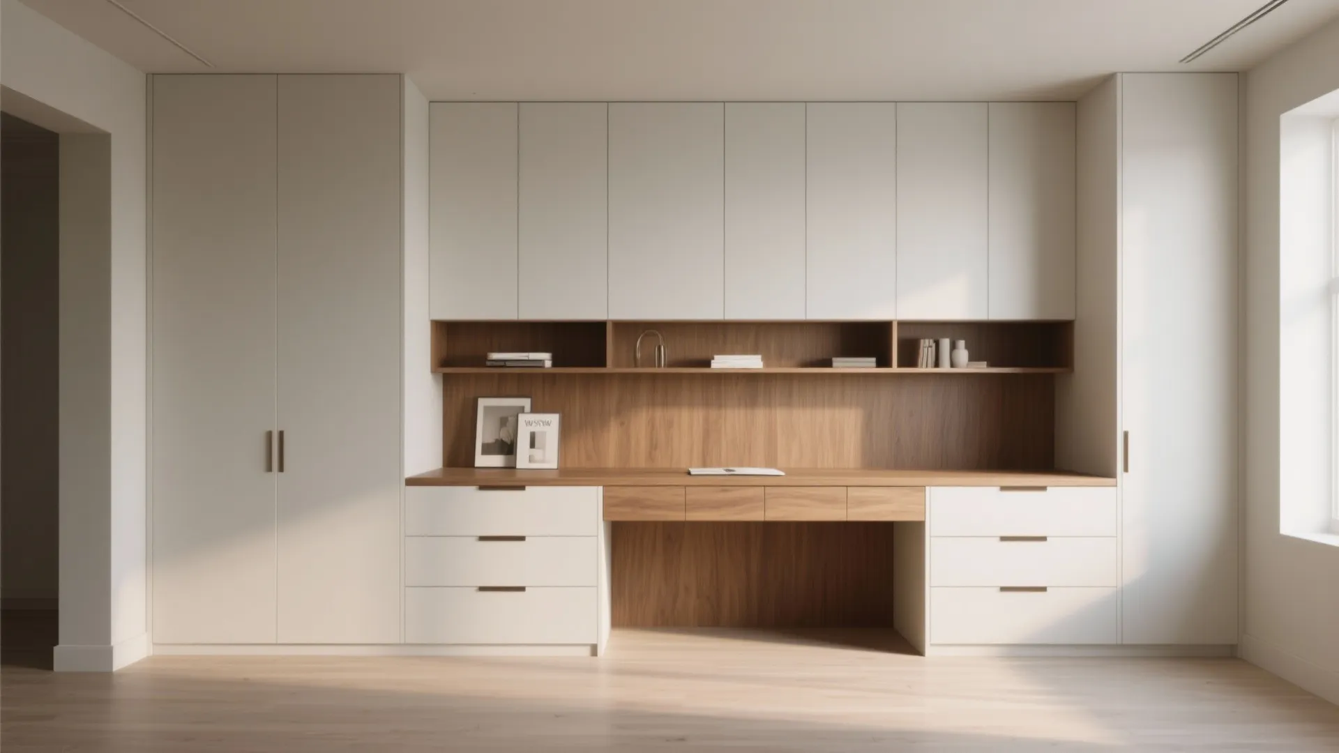 4. Built-in blends: desk, shelf, and cabinetry in one
