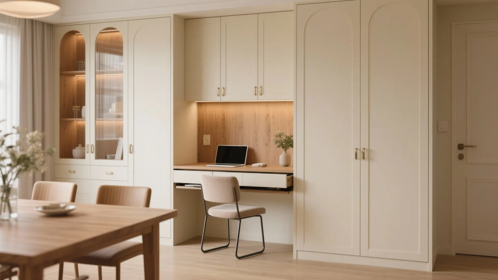 6. Desk Nook in a Built-In Cabinet