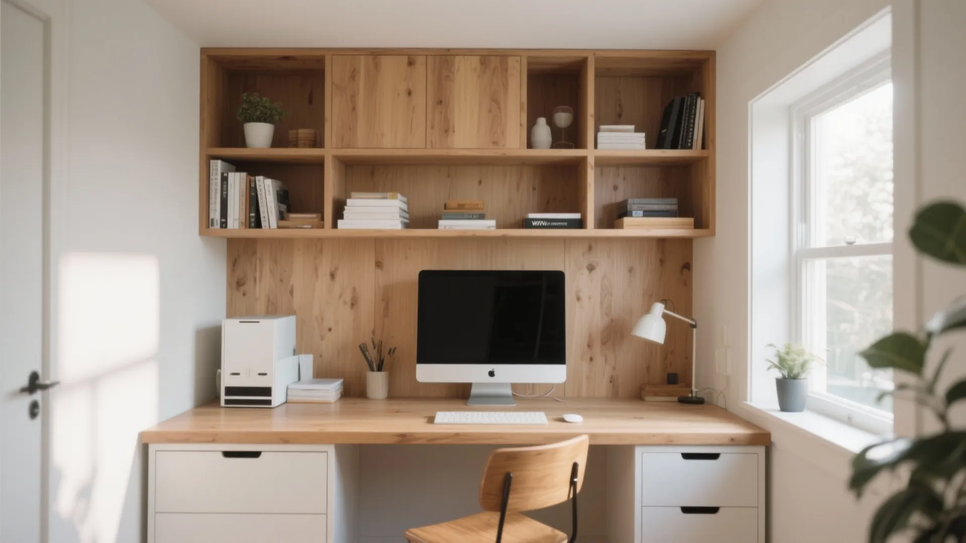 9. Built-In Desk Shelves
