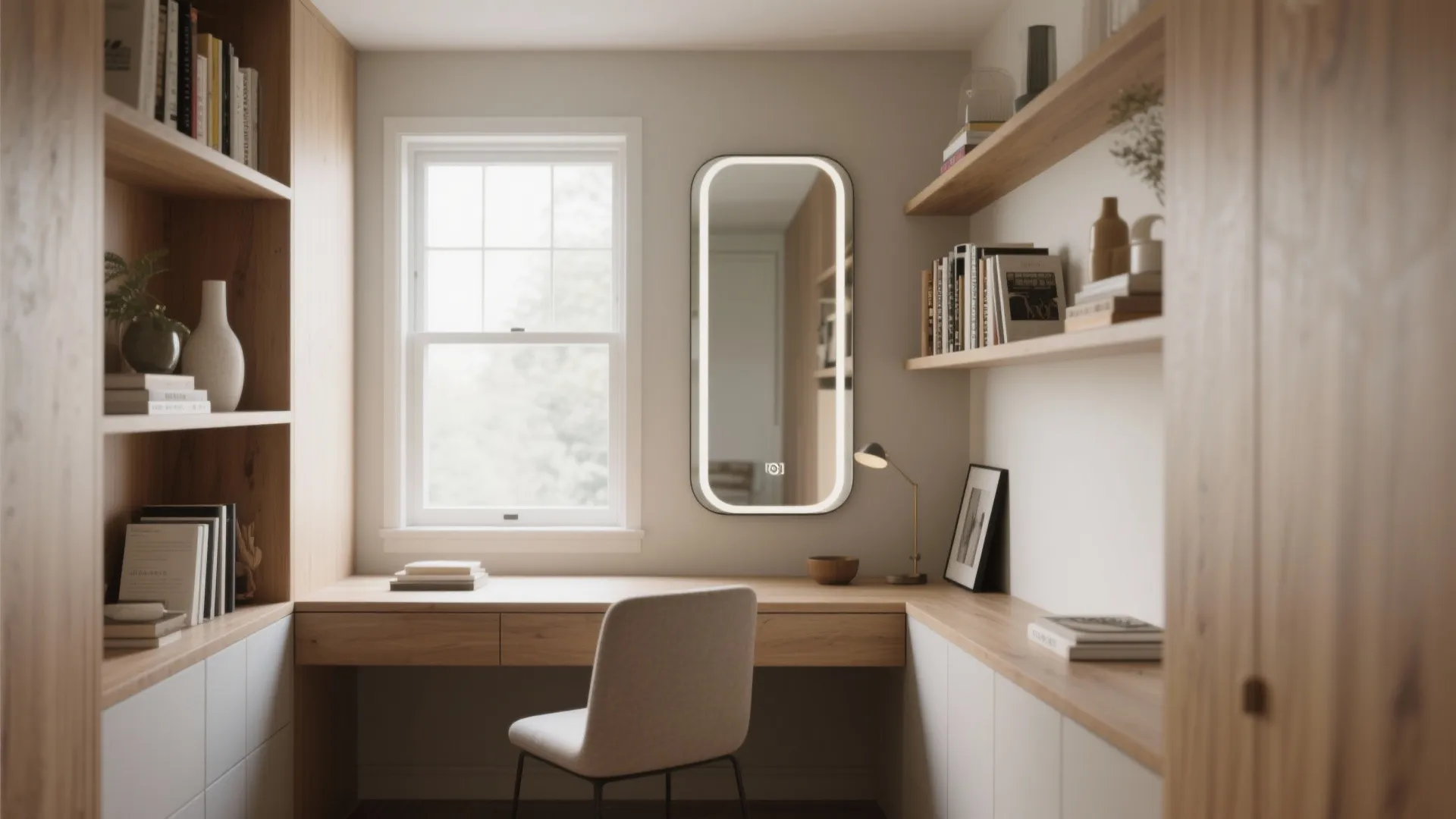 2. Built-in desk that doubles as a vanity