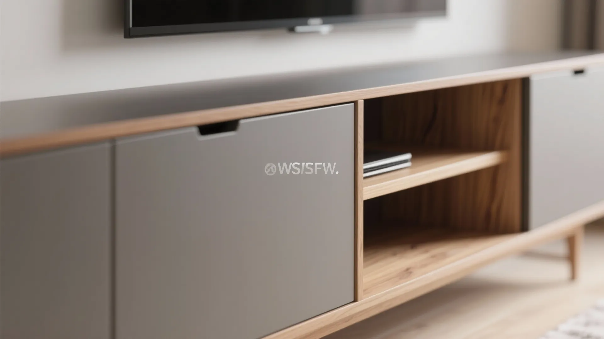 Built-in TV unit with asymmetrical storage