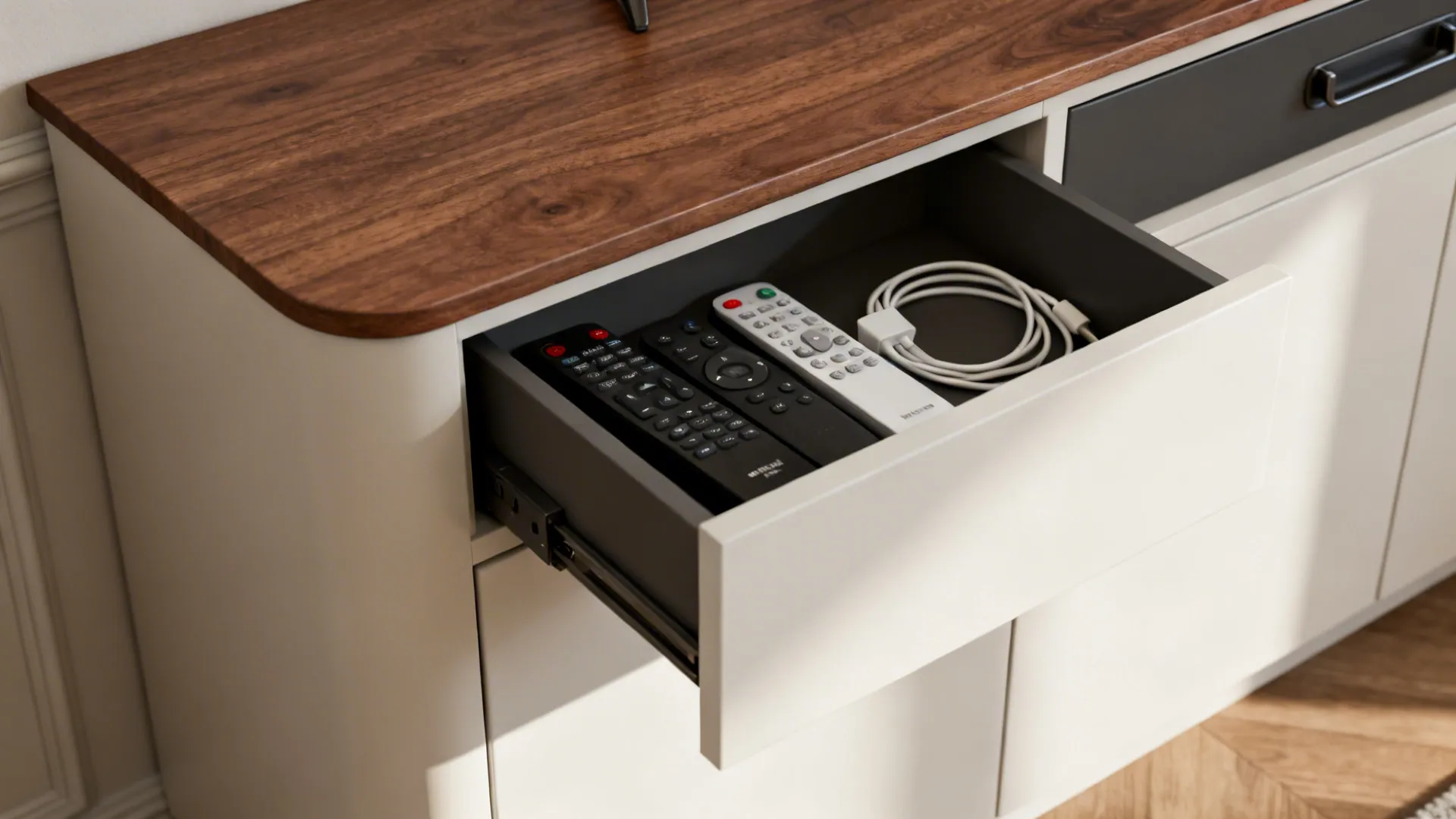 4. Built-in drawer corner table