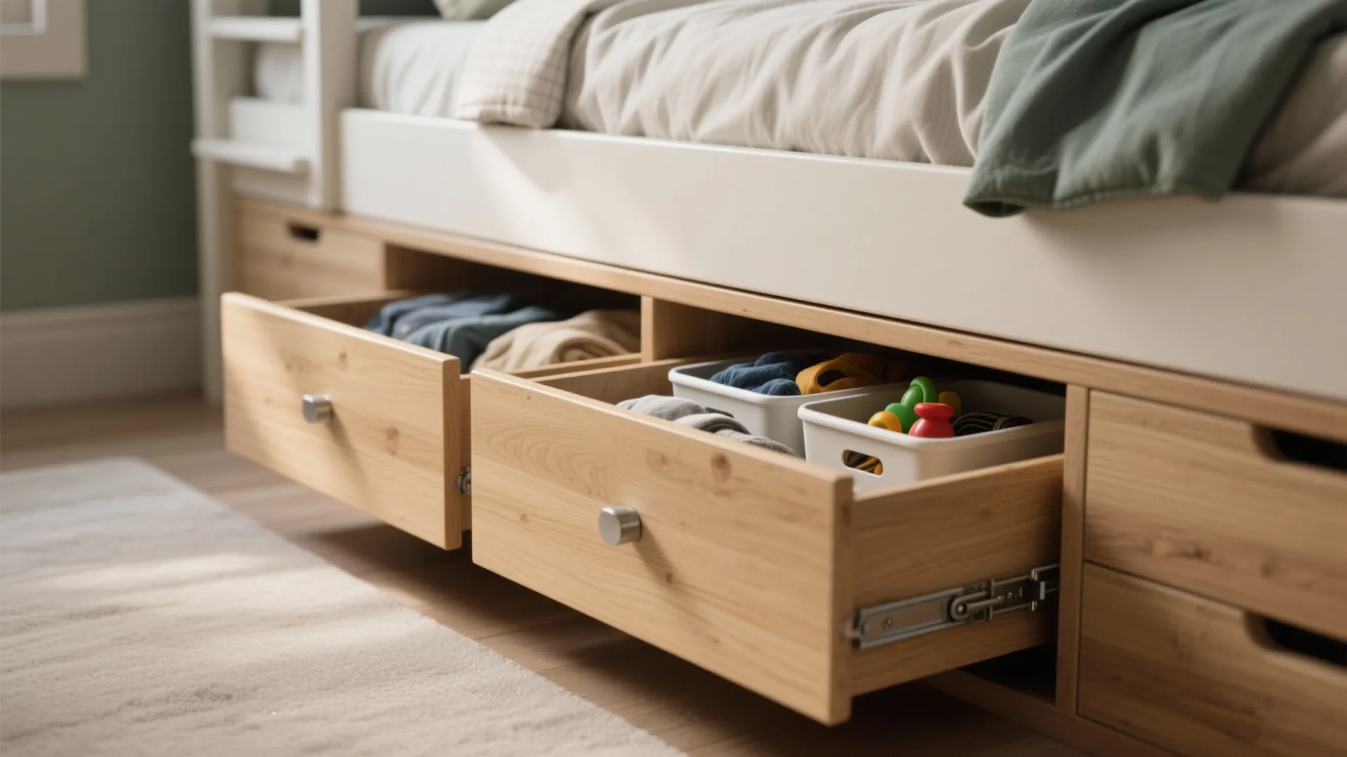 2. Built-In Storage Under Bunks