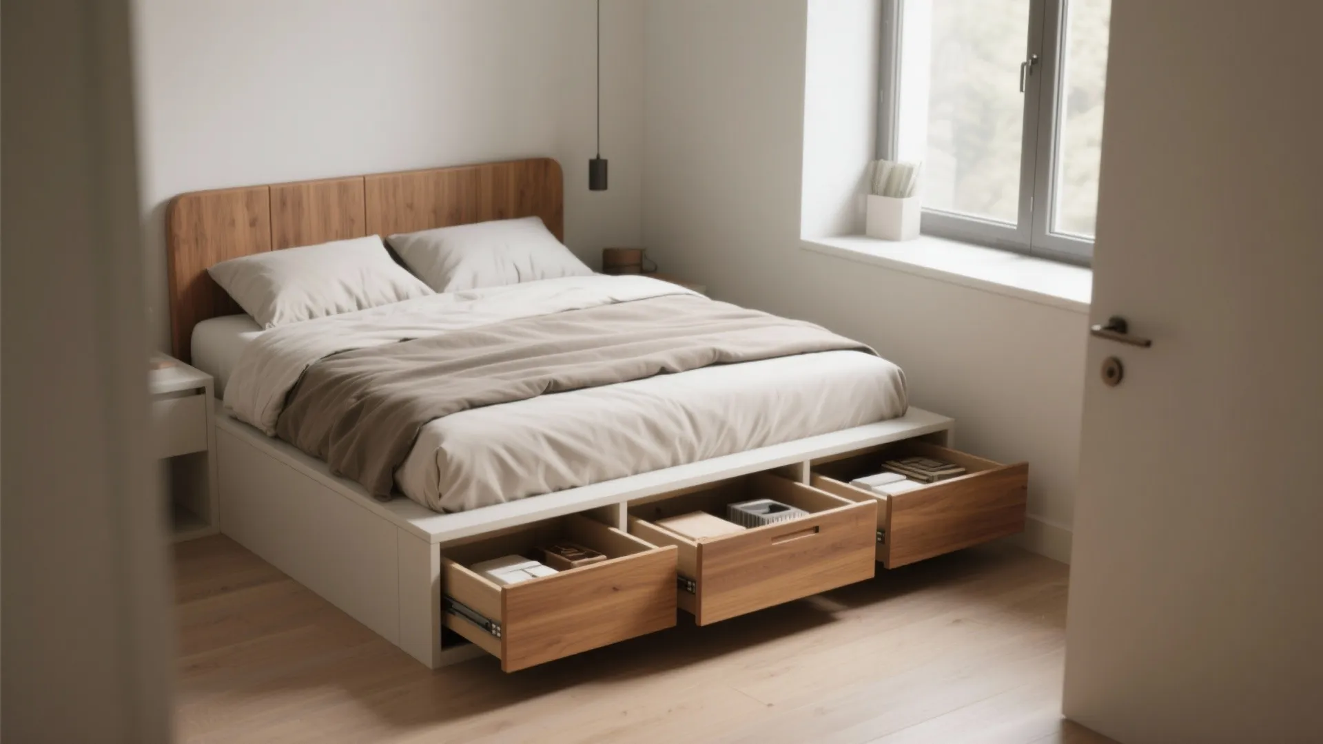 1. Built-in bed with storage drawers