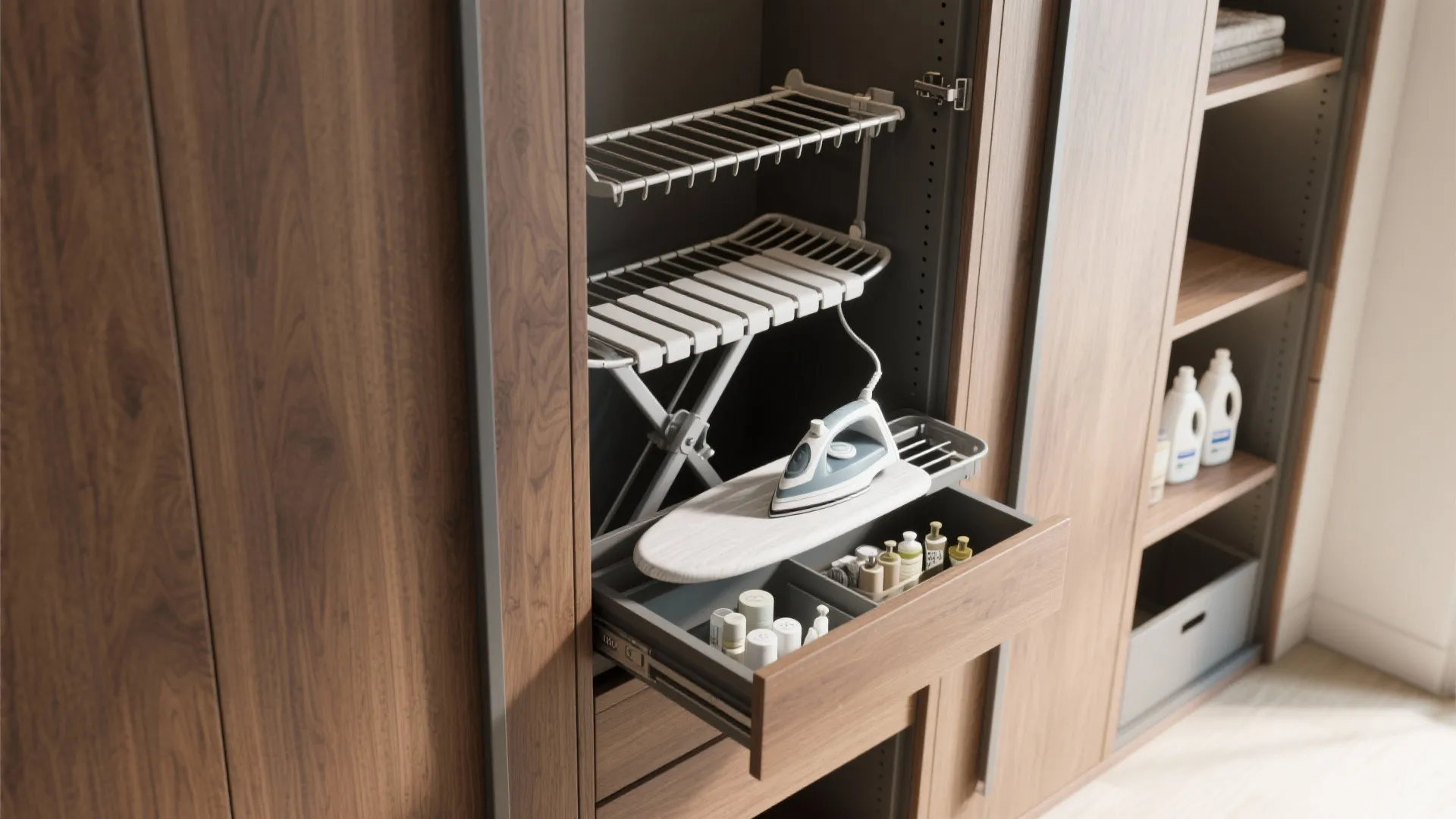 Built-In Cabinets with Pull-Out Drying Racks