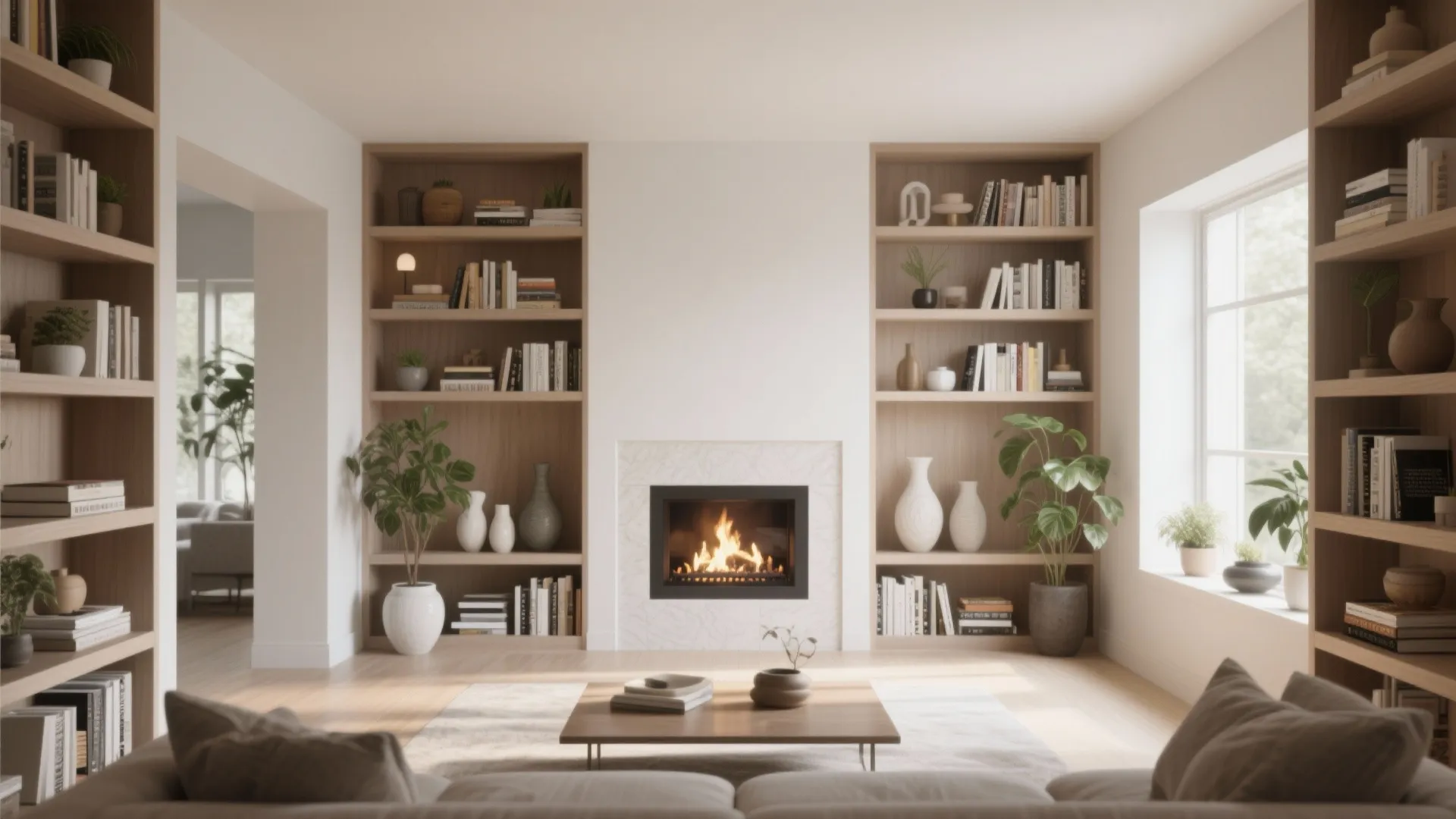 5. Built-in Shelving Around the Fireplace