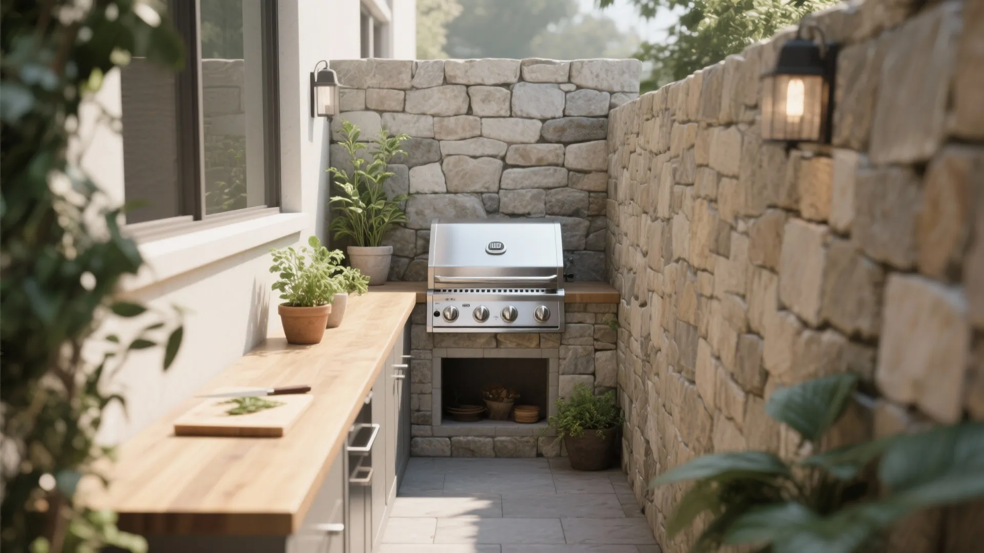 Idea 1: Built-in Grill with Slim Counter Space