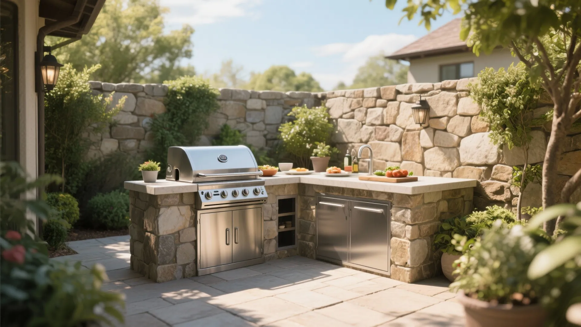 1. Built-in Grill with Compact Counter