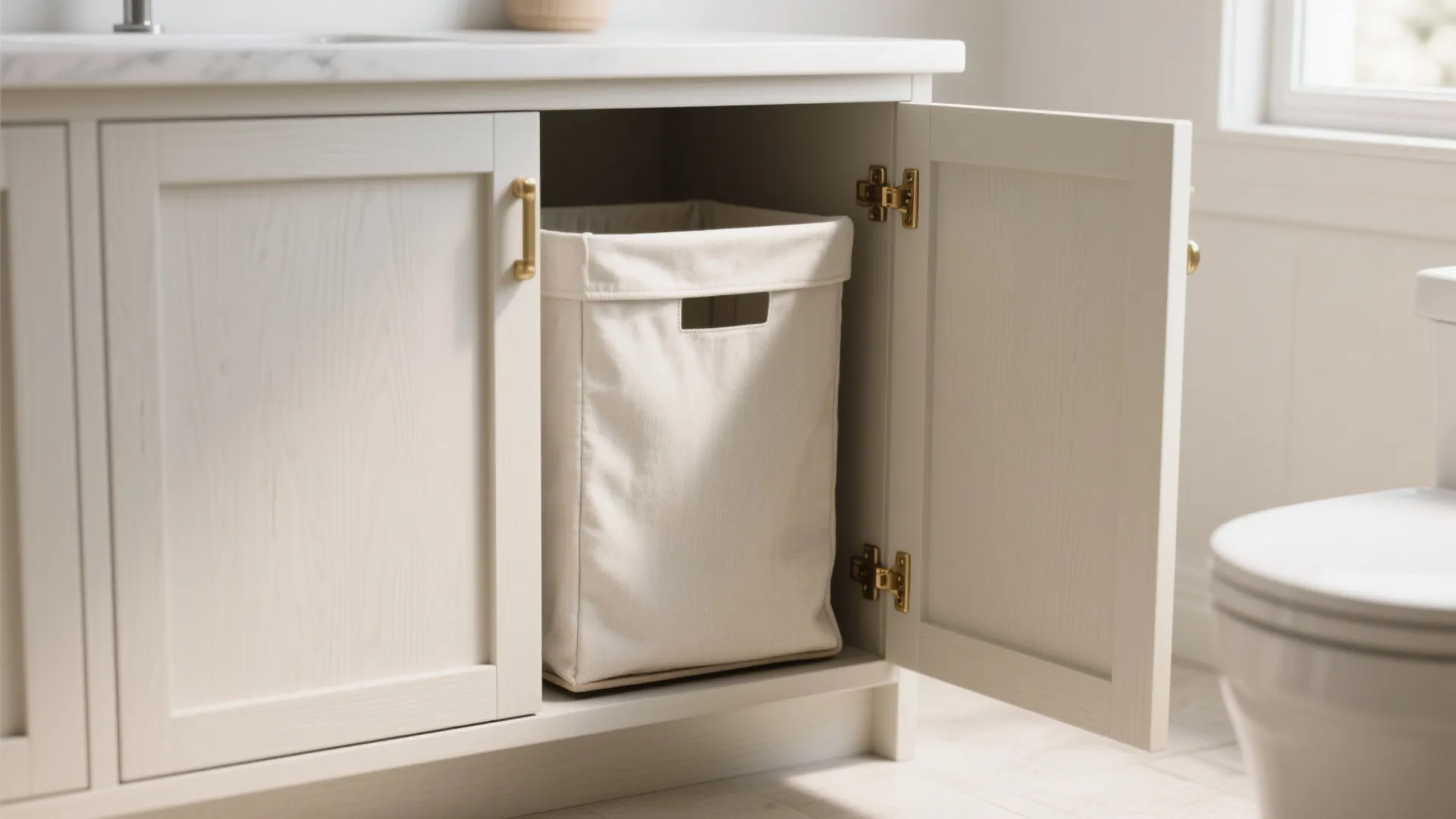 1. Built-in Cabinet Hamper Behind a Door