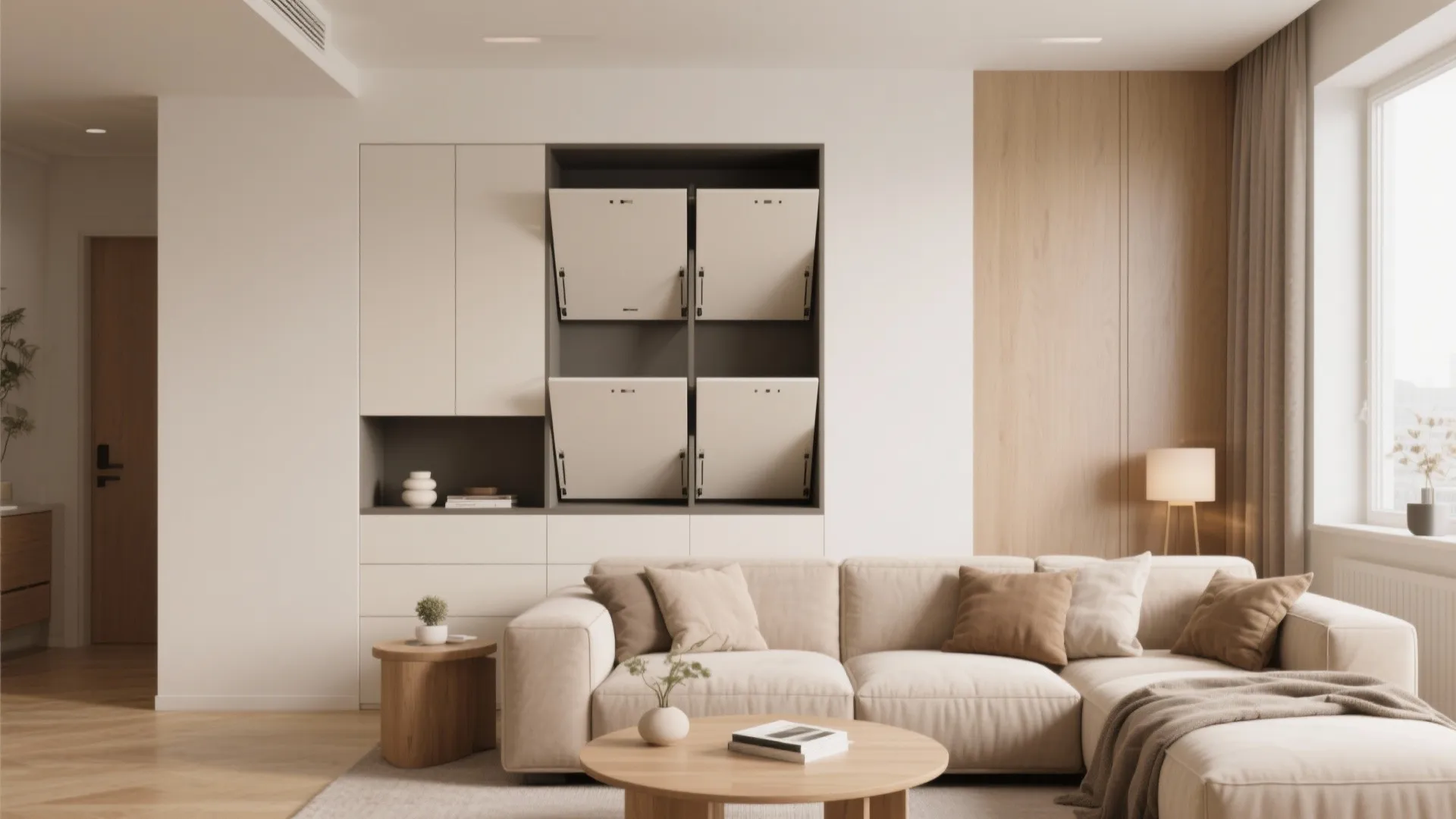 2. Built-In Hutch with Hidden Compartments