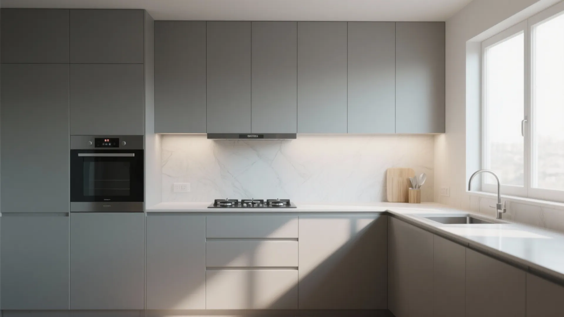 1. Sleek Built–In with Matching Cabinets