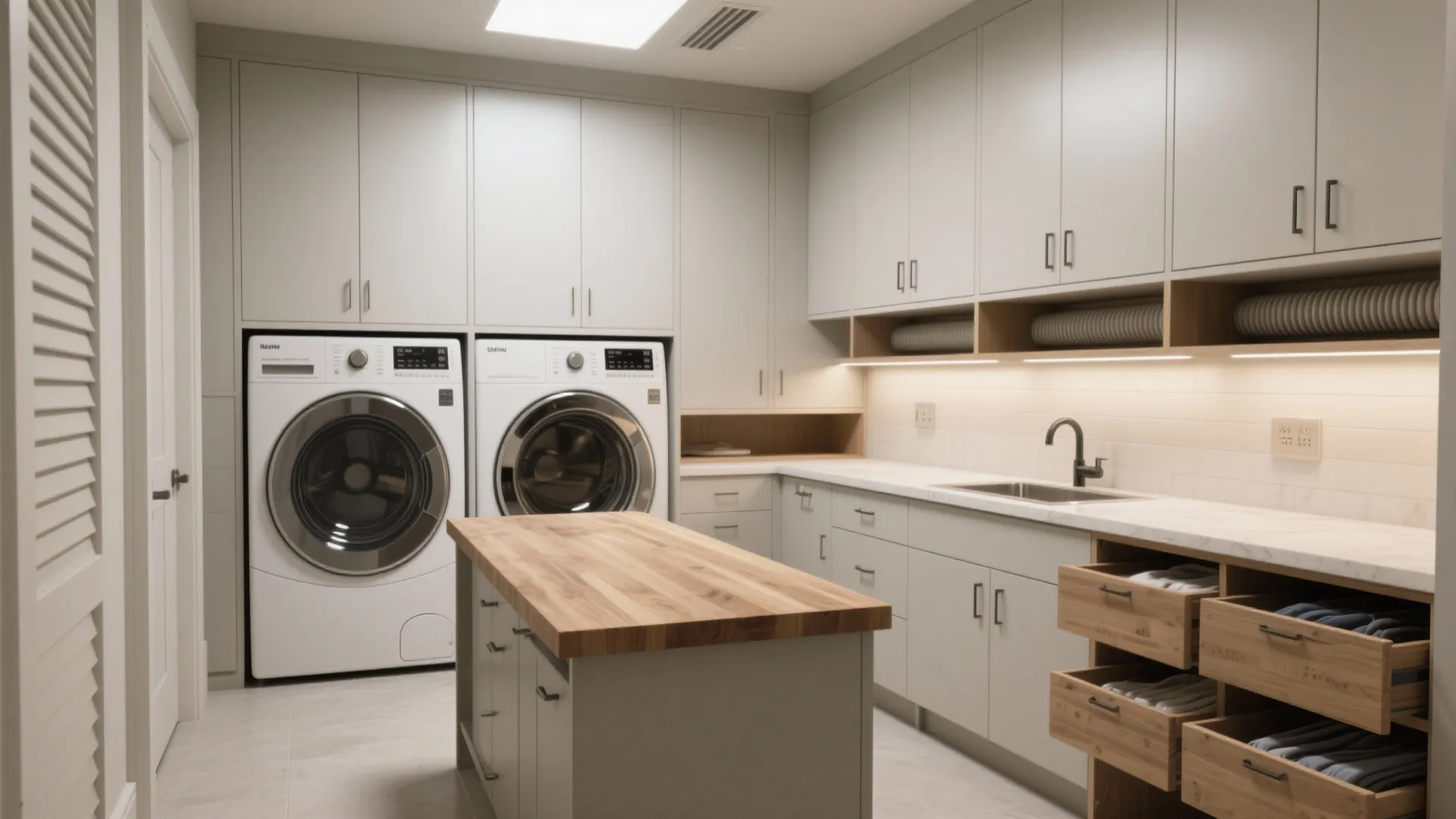 5. Built-ins around machines and multi-use cabinet islands