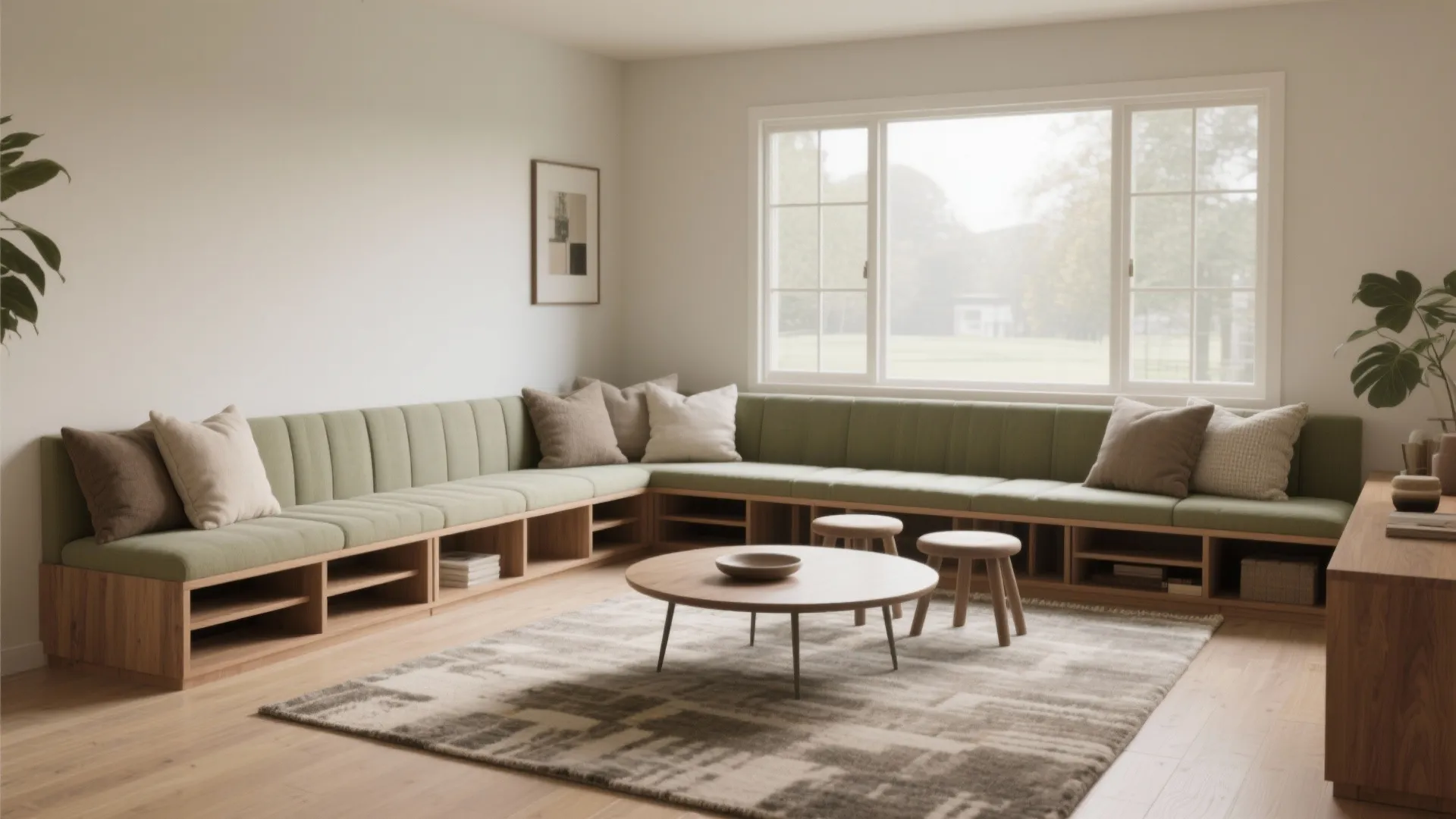 Built-In Low Benches Along the Perimeter