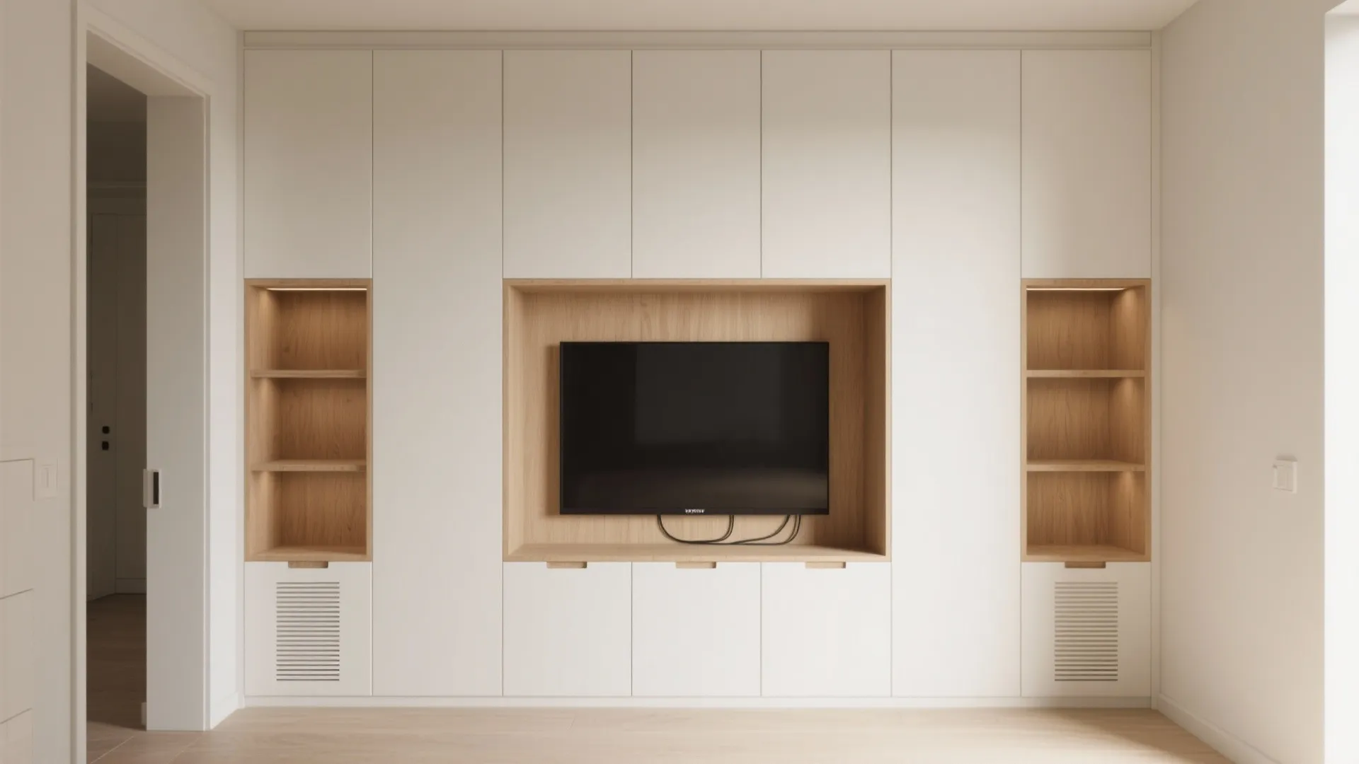 Built-In Media Wall Around a Niche or Doorway