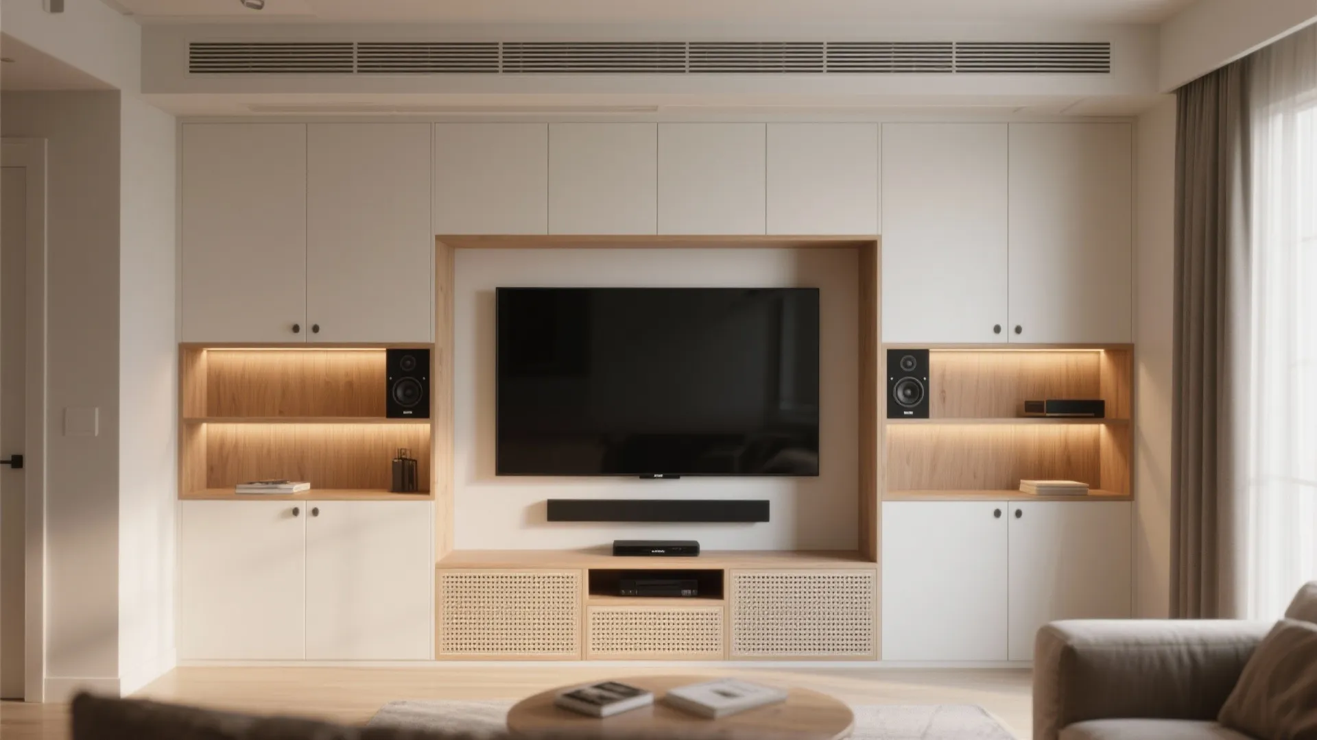 2. Built-in media wall with niches