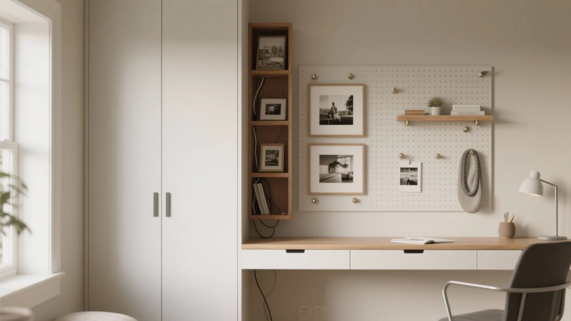 Idea 4: Built-in moments—niches, shallow cabinets, and pegboards