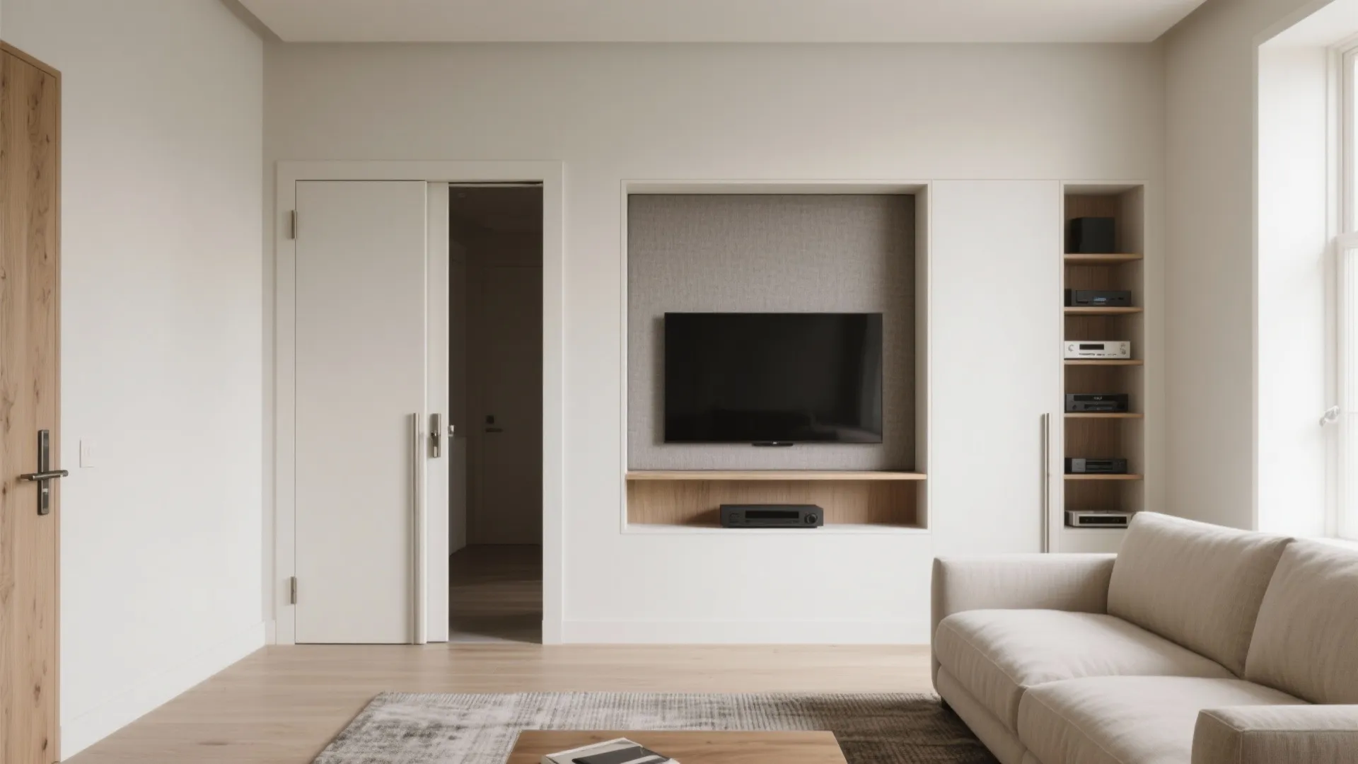 Built-In TV Niche with Pocket Doors