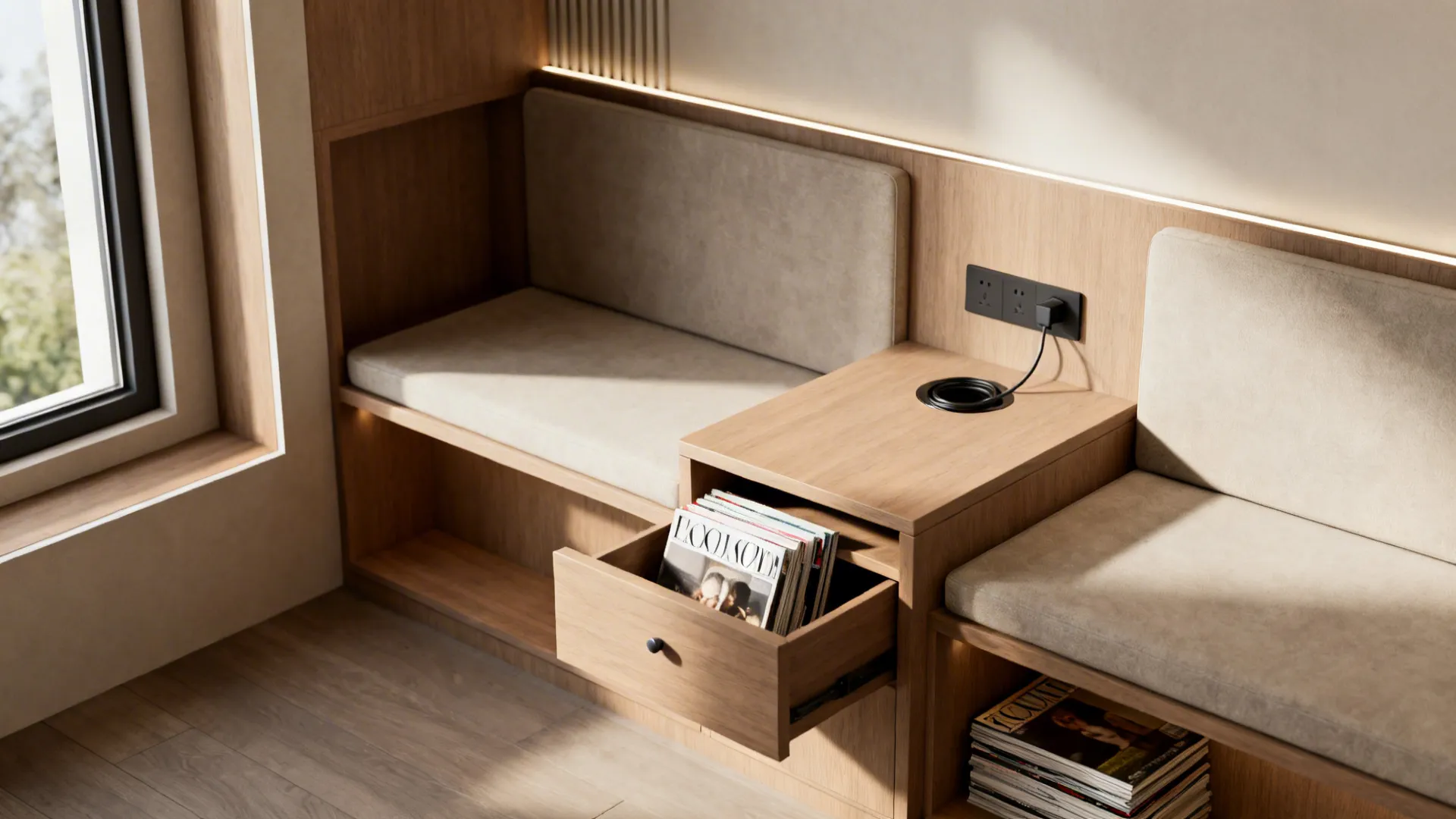 5. Built-in side table niches