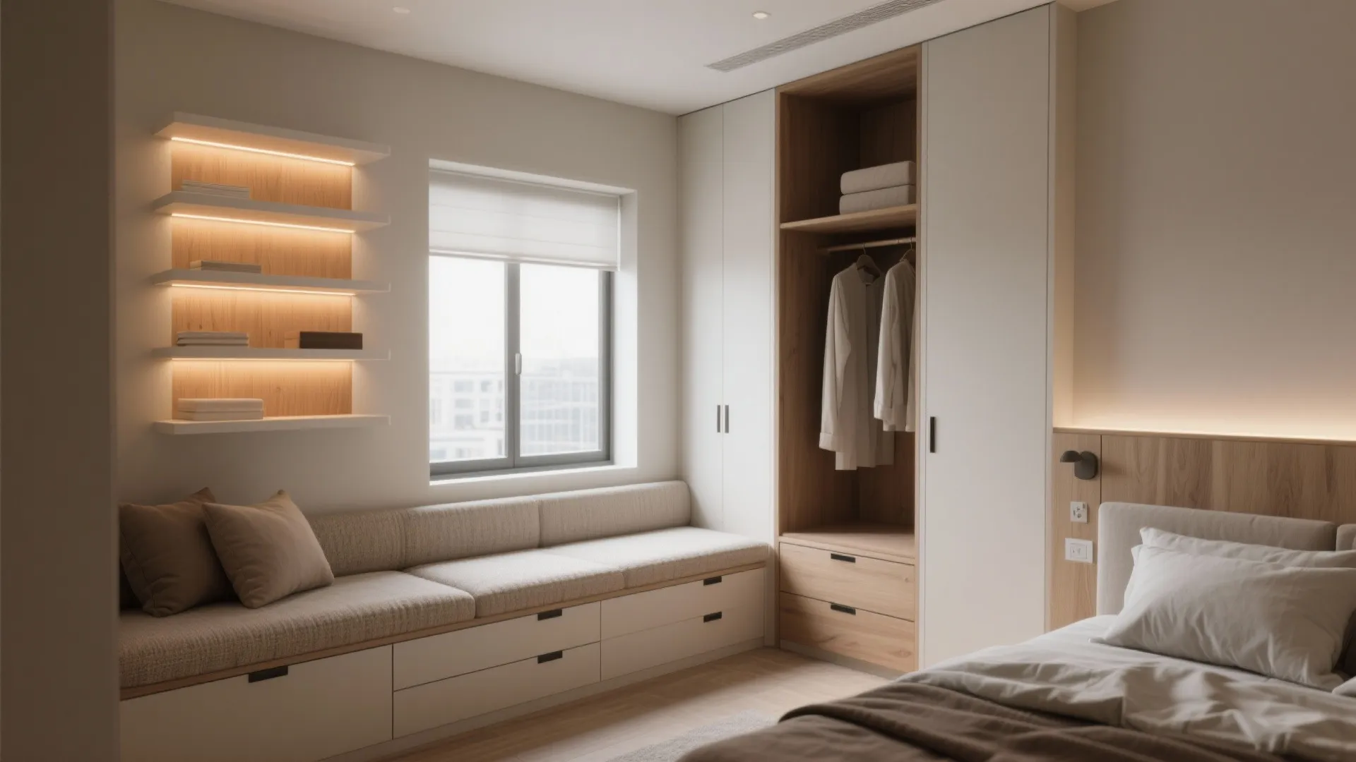 2. Carve out built-in nooks and floating storage