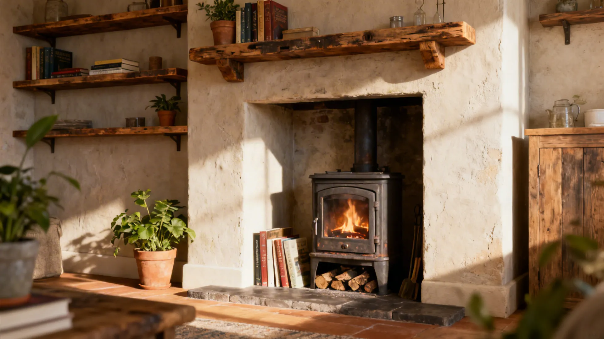 1. Built-in Nook with Floating Shelves