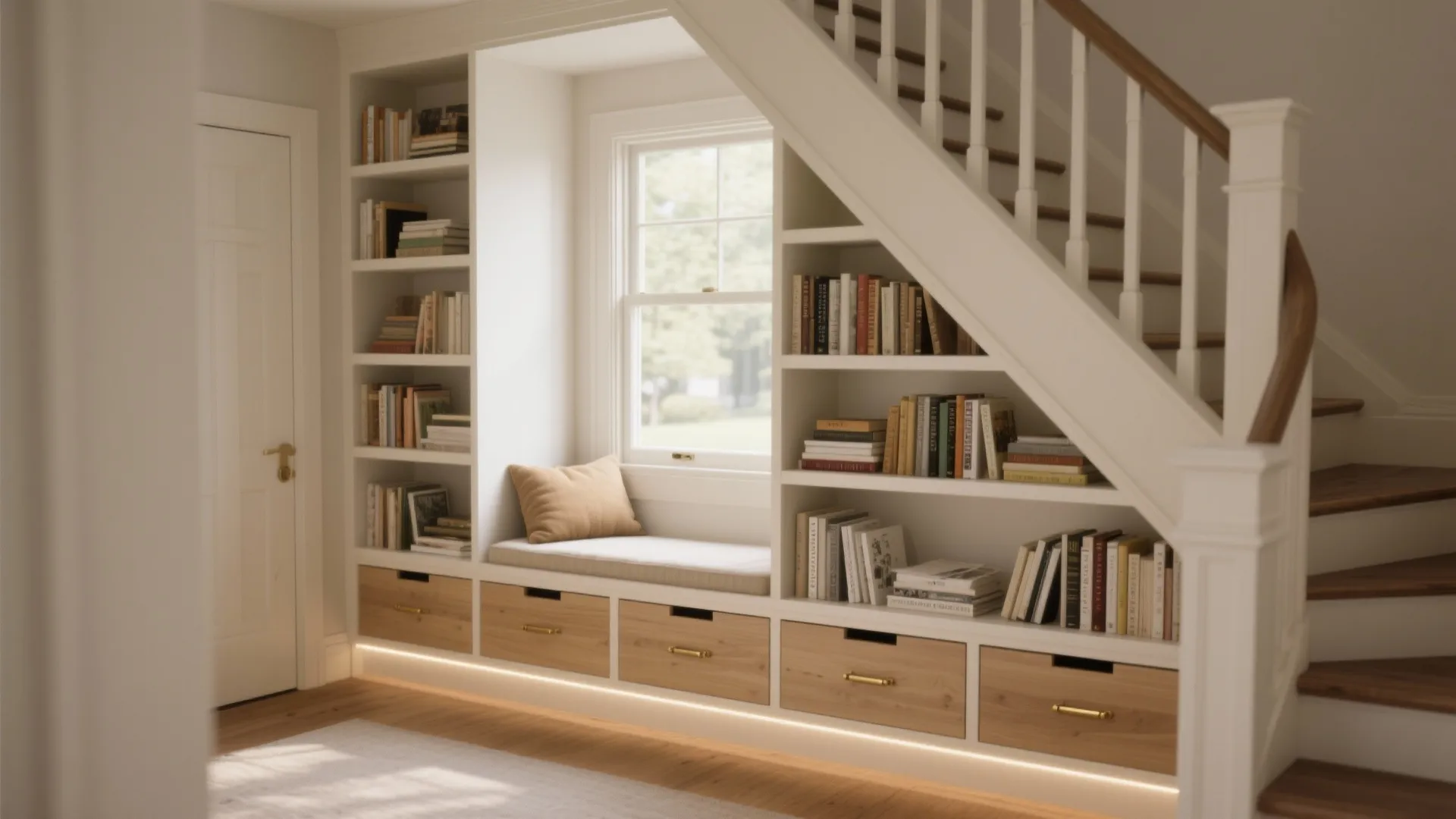 2. Built-In Nooks Under Windows and Stairs