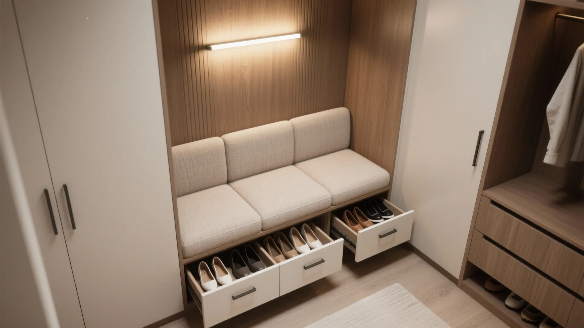 3. Built-in seating that hides storage