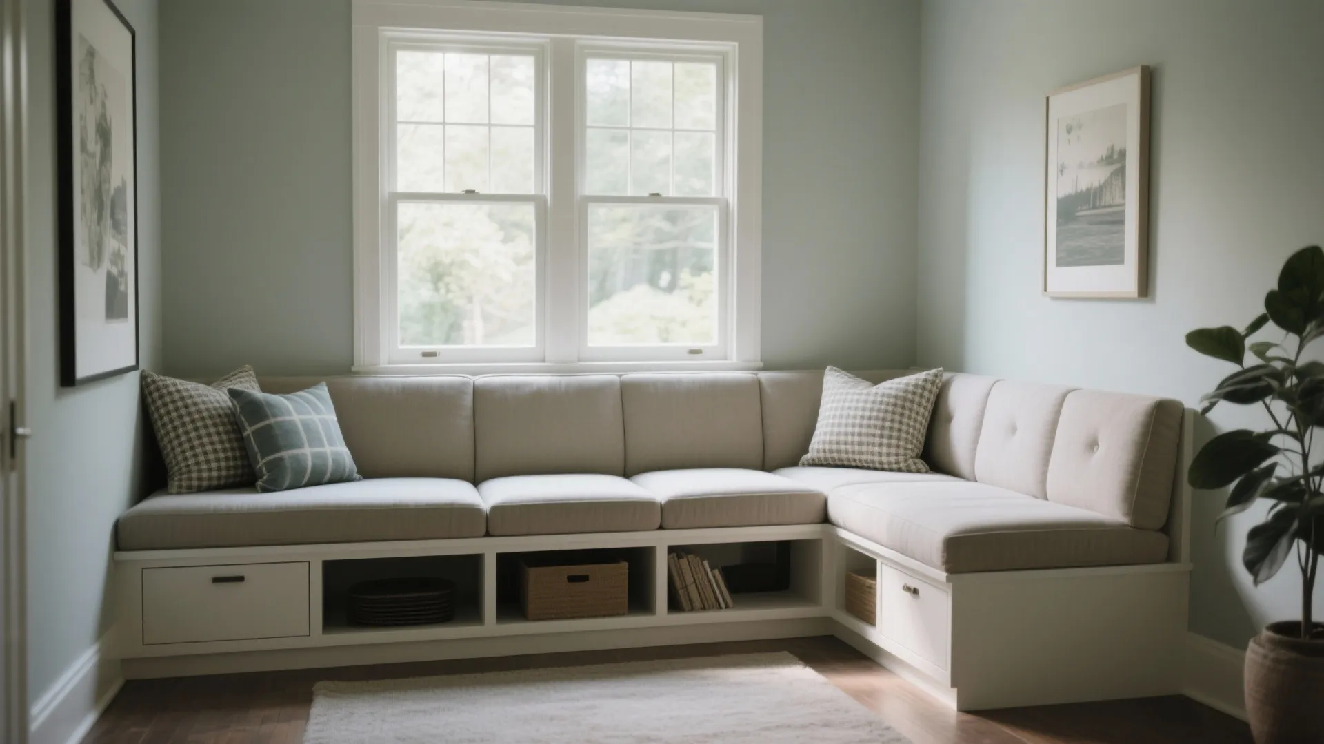 7. Built-In Sectional with Custom Cushions
