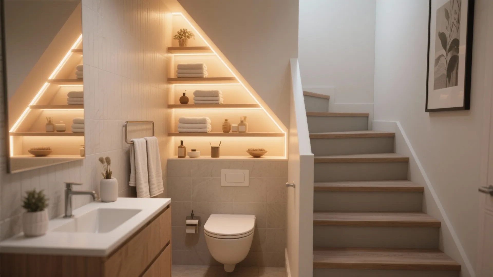 5. Built-in shelving under the slope