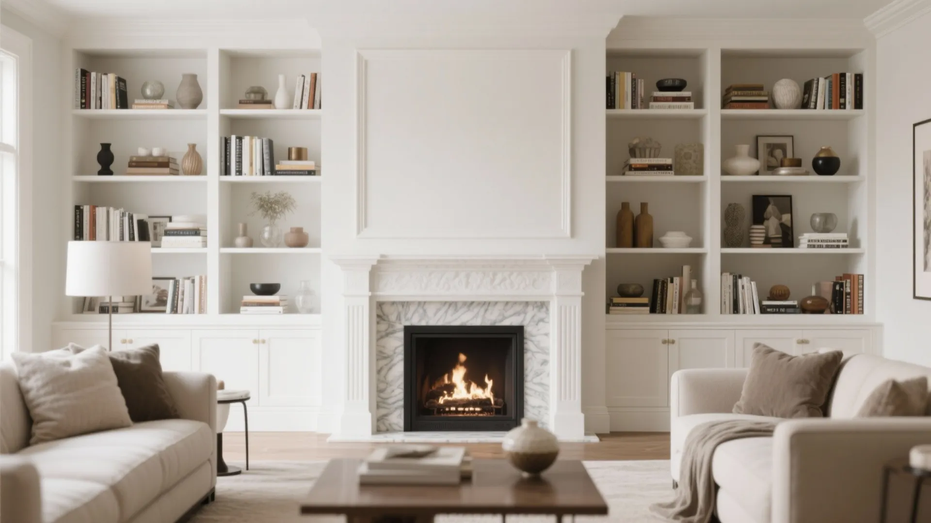 7. Built-in Shelving Around the Mantel
