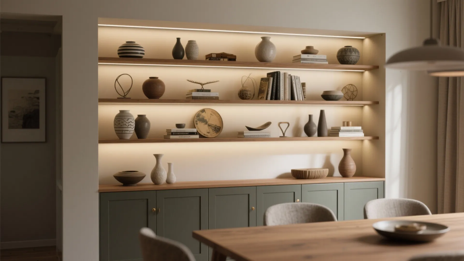 Built-in Shelving with Curated Objects