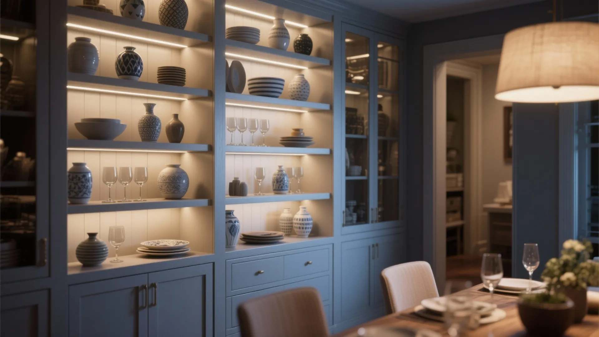 Built-in Shelving with Integrated Lighting